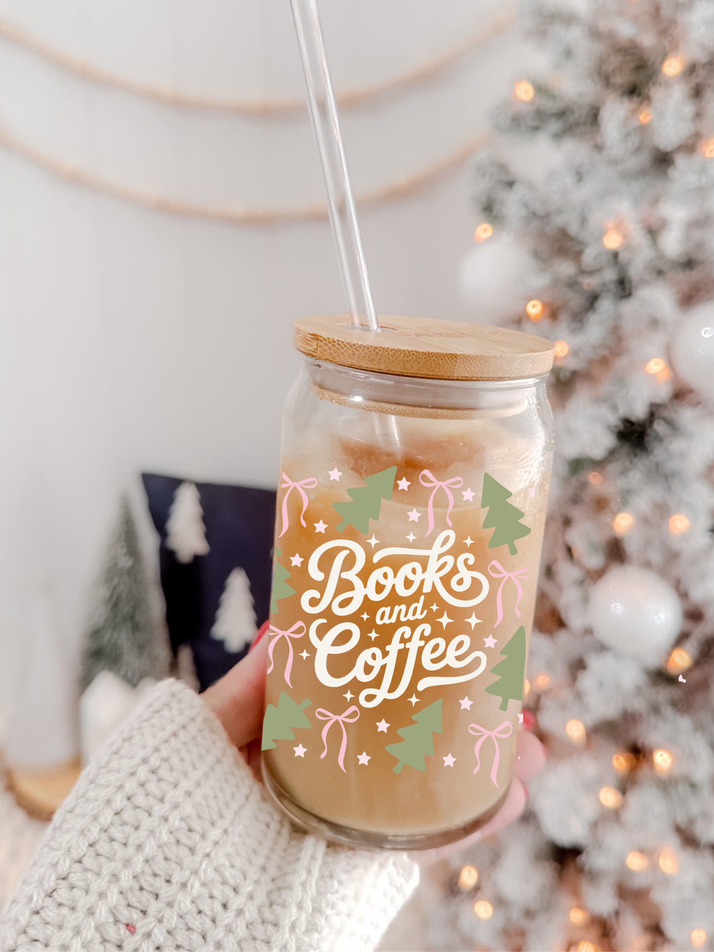 Books and Coffee - Christmas Glass Cup