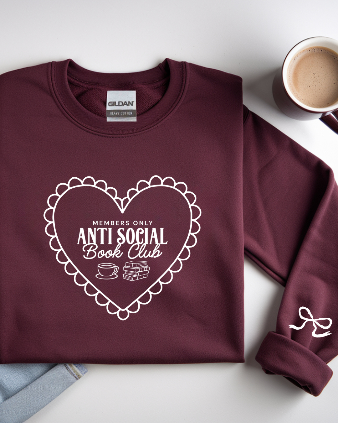 FF x Reading Through Realms - Anti-Social Book Club Sweatshirt - (Maroon w/ White Stitching)