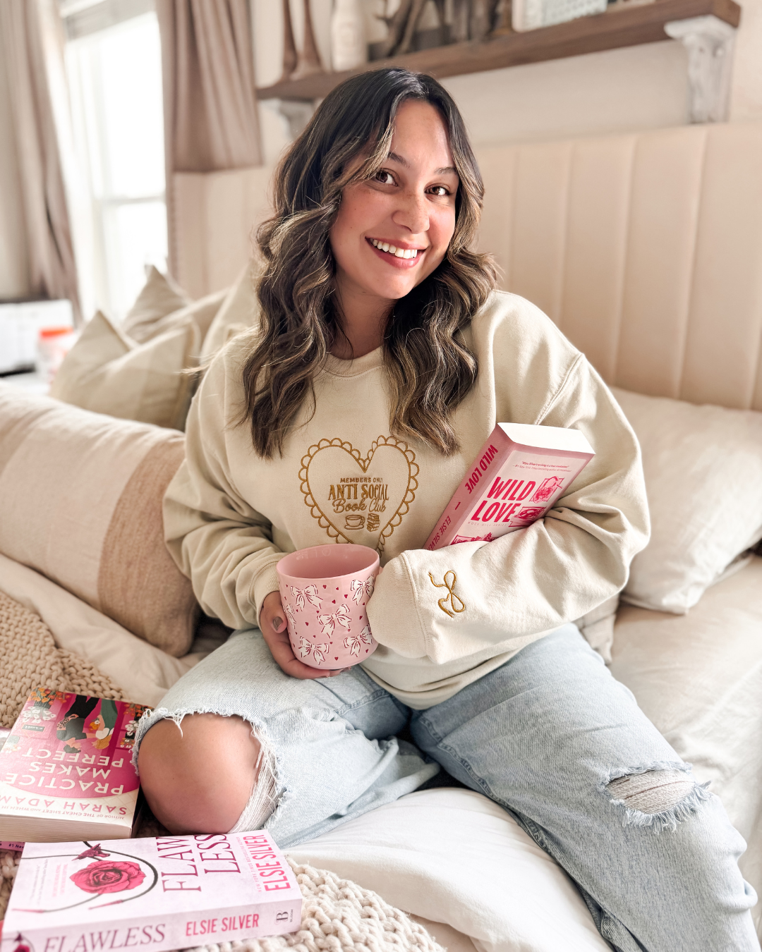 FF x Reading Through Realms - Anti-Social Book Club Sweatshirt - (Monochrome Sand)