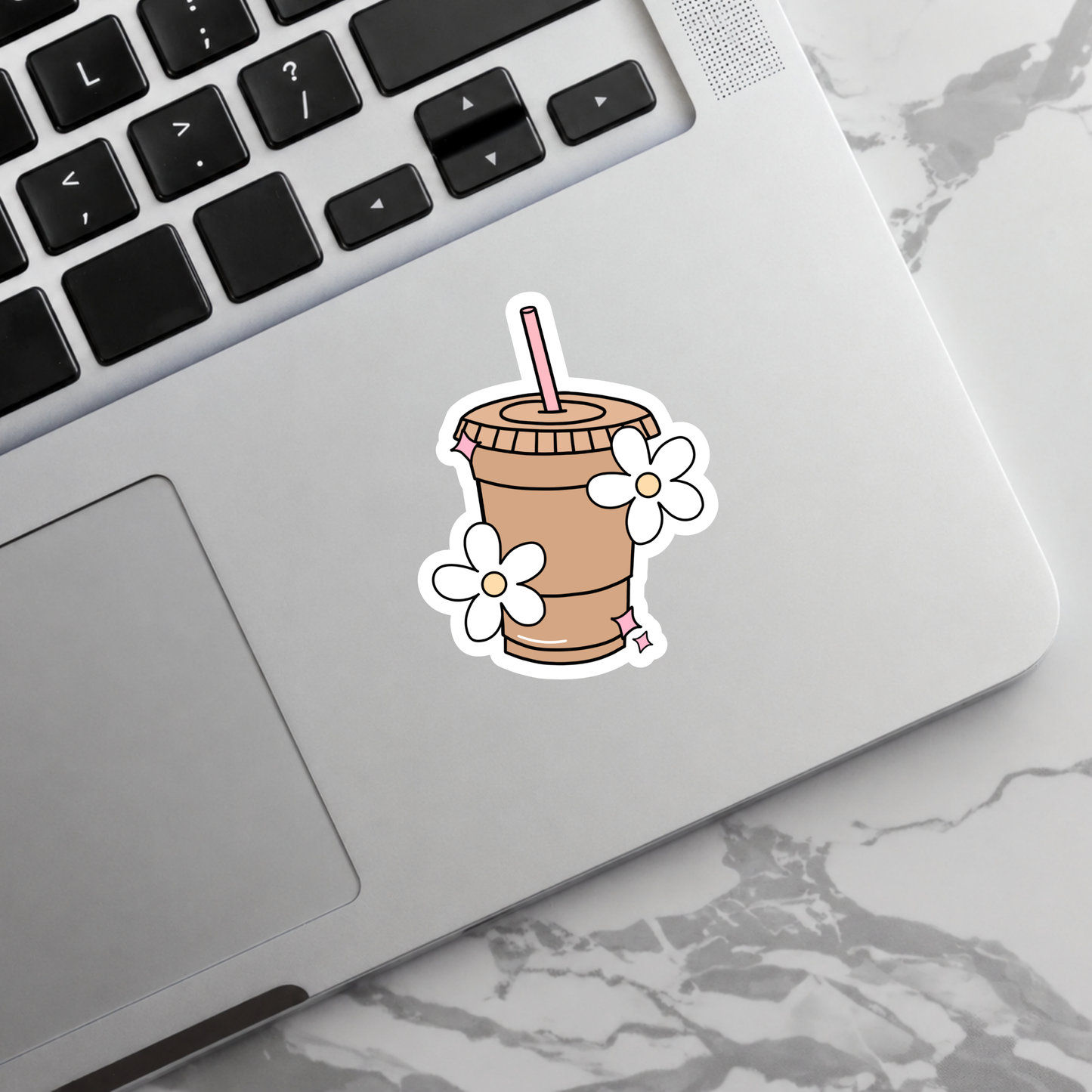Iced Coffee + Daisies - Sticker