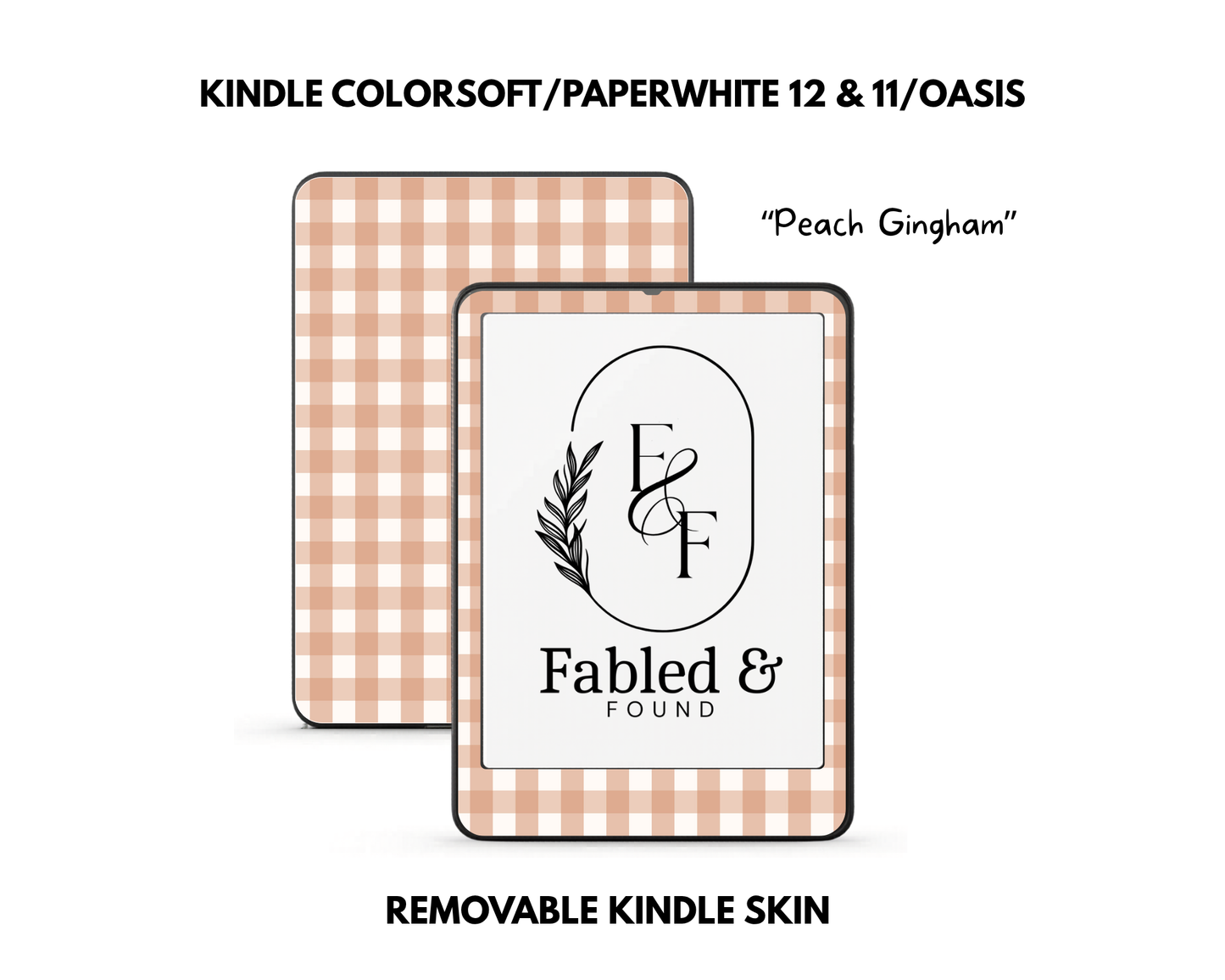 Peach Gingham - Kindle Skin