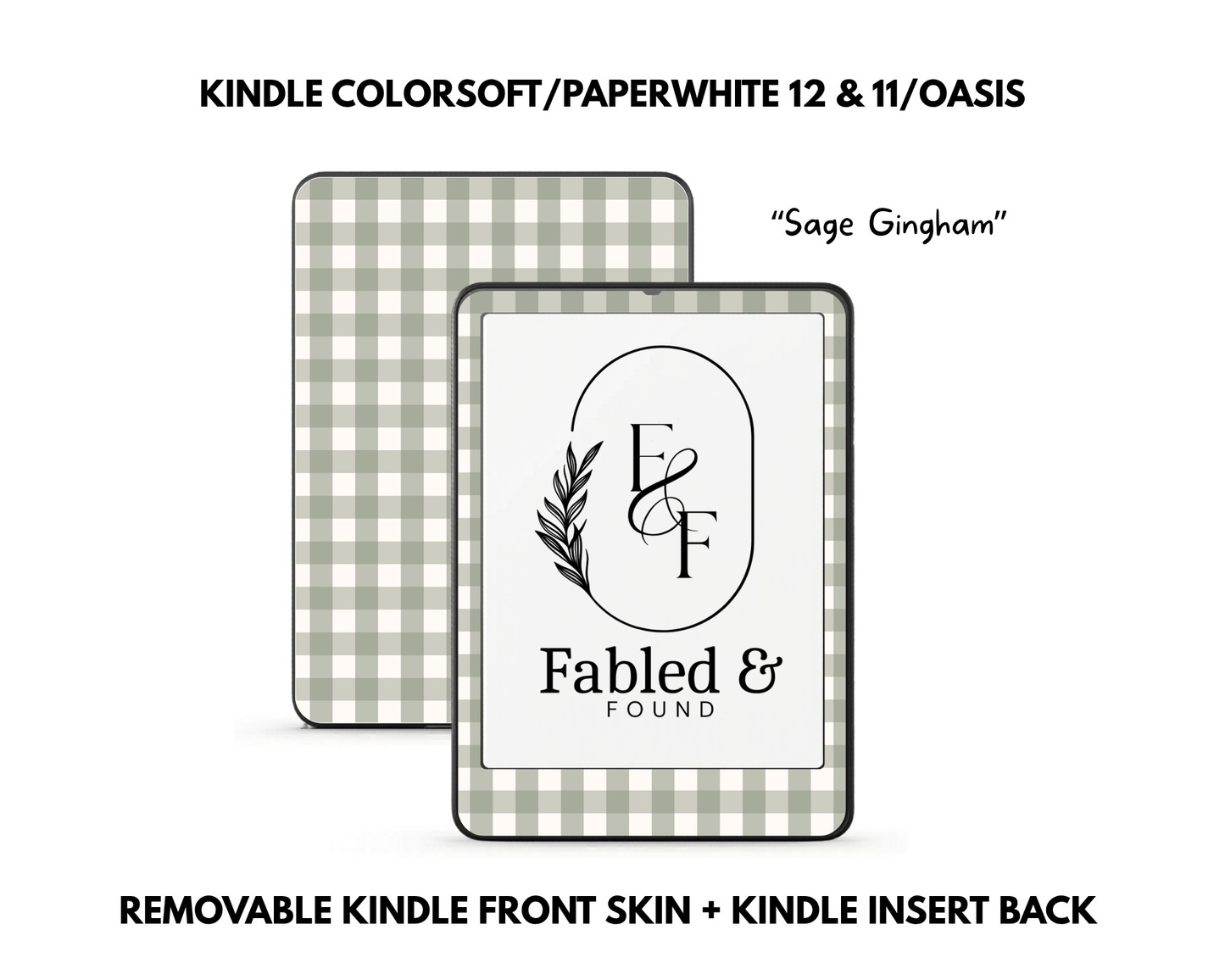 Sage Gingham - Kindle Skin