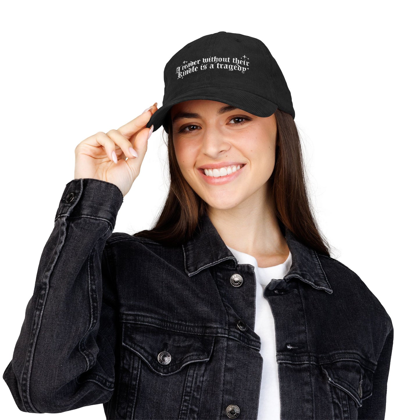 A Reader Without Their Kindle - Embroidered Corduroy Hat