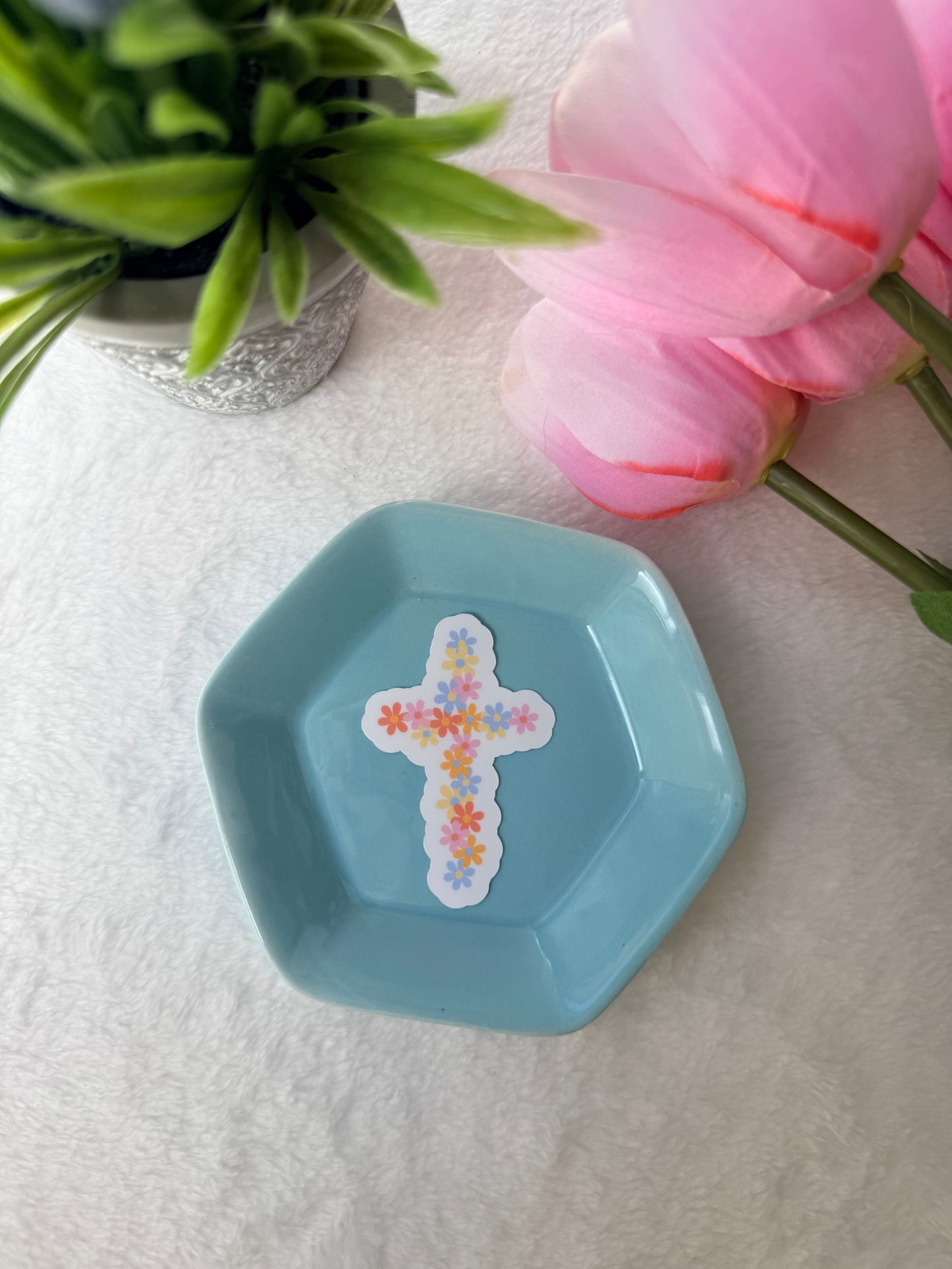 Floral Cross - Sticker