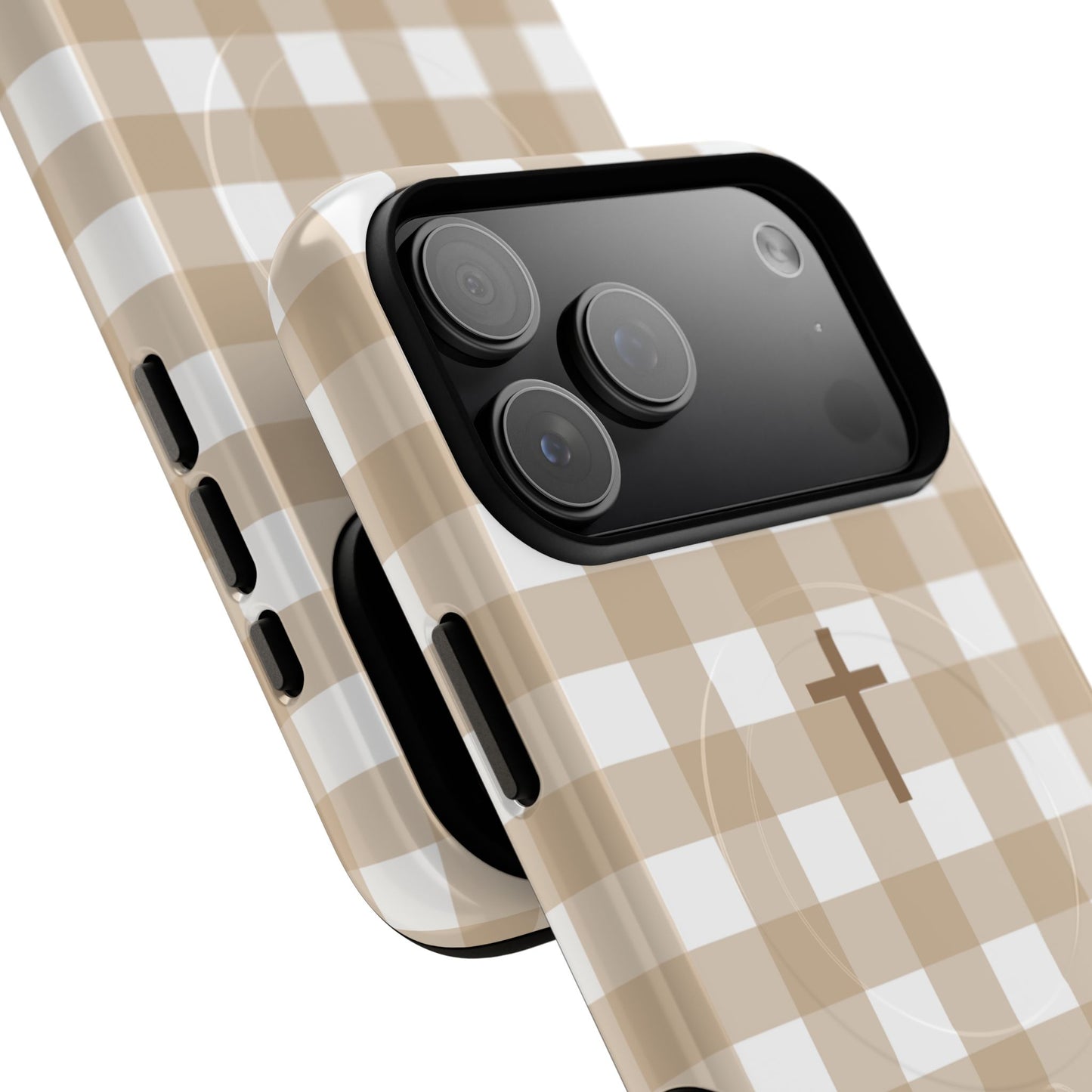 Beige Gingham Cross - Phone Case