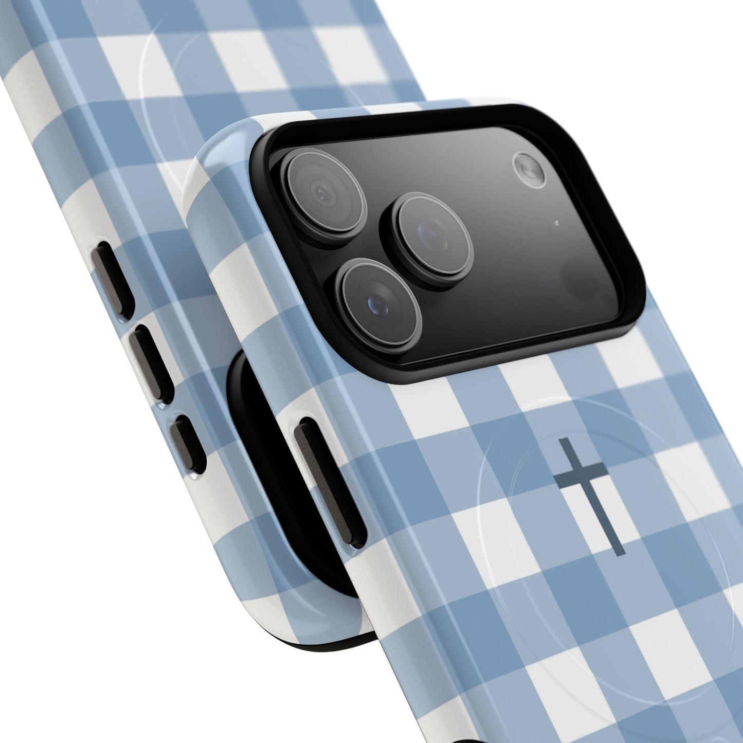 Blue Gingham Cross - Phone Case
