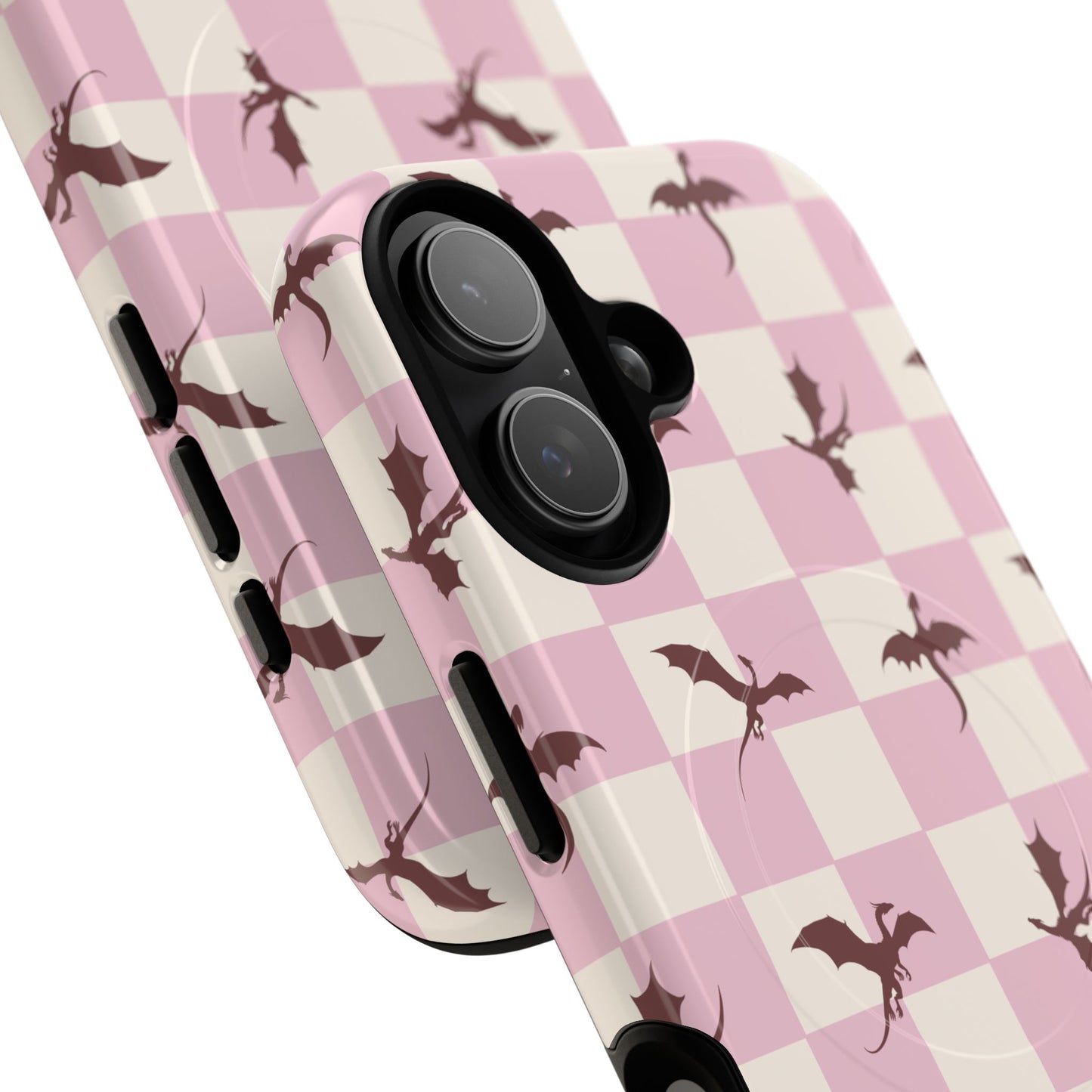 Dragon Check Phone Case — Pink