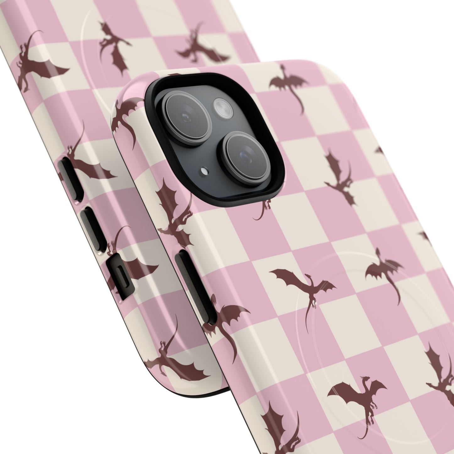 Dragon Check Phone Case — Pink