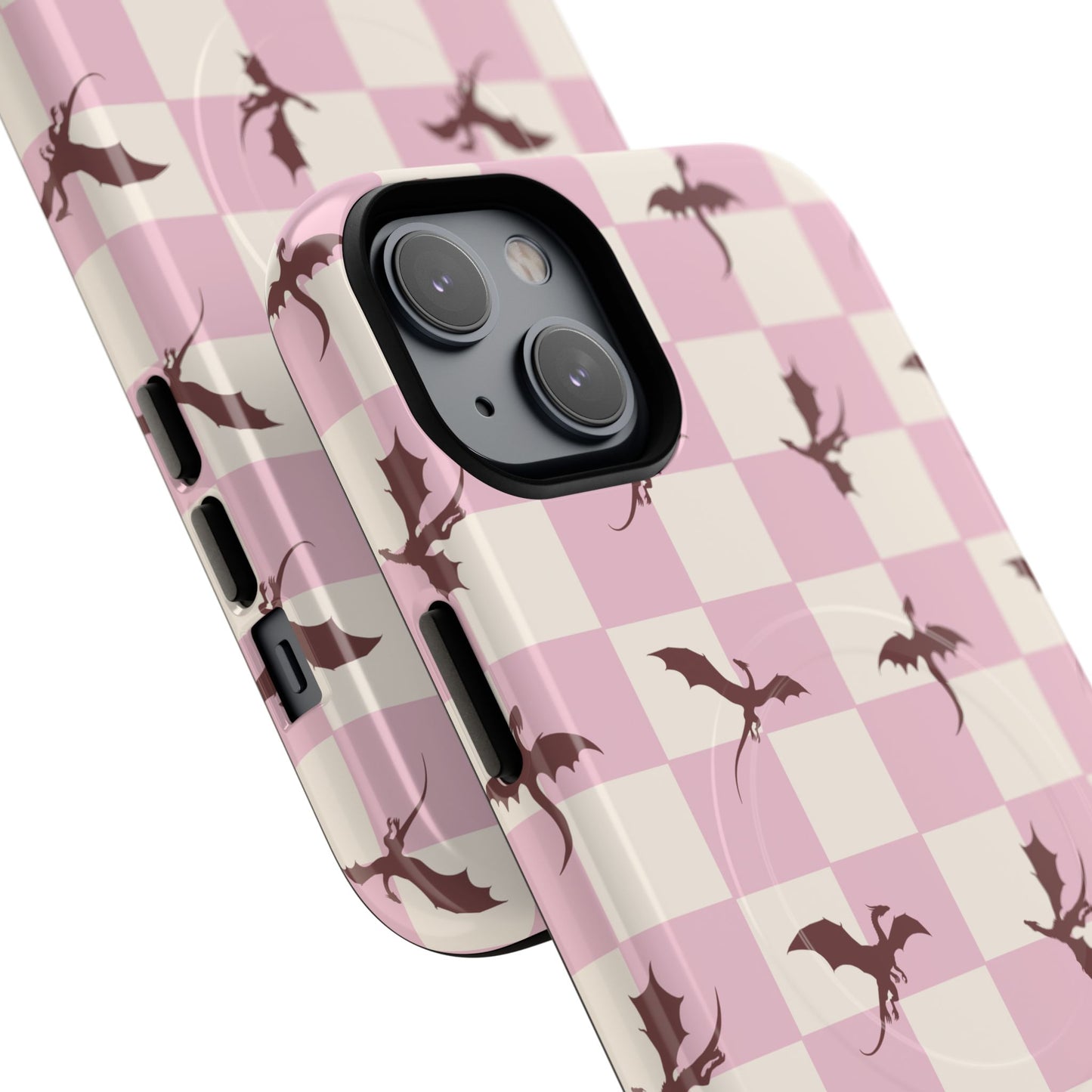 Dragon Check Phone Case — Pink