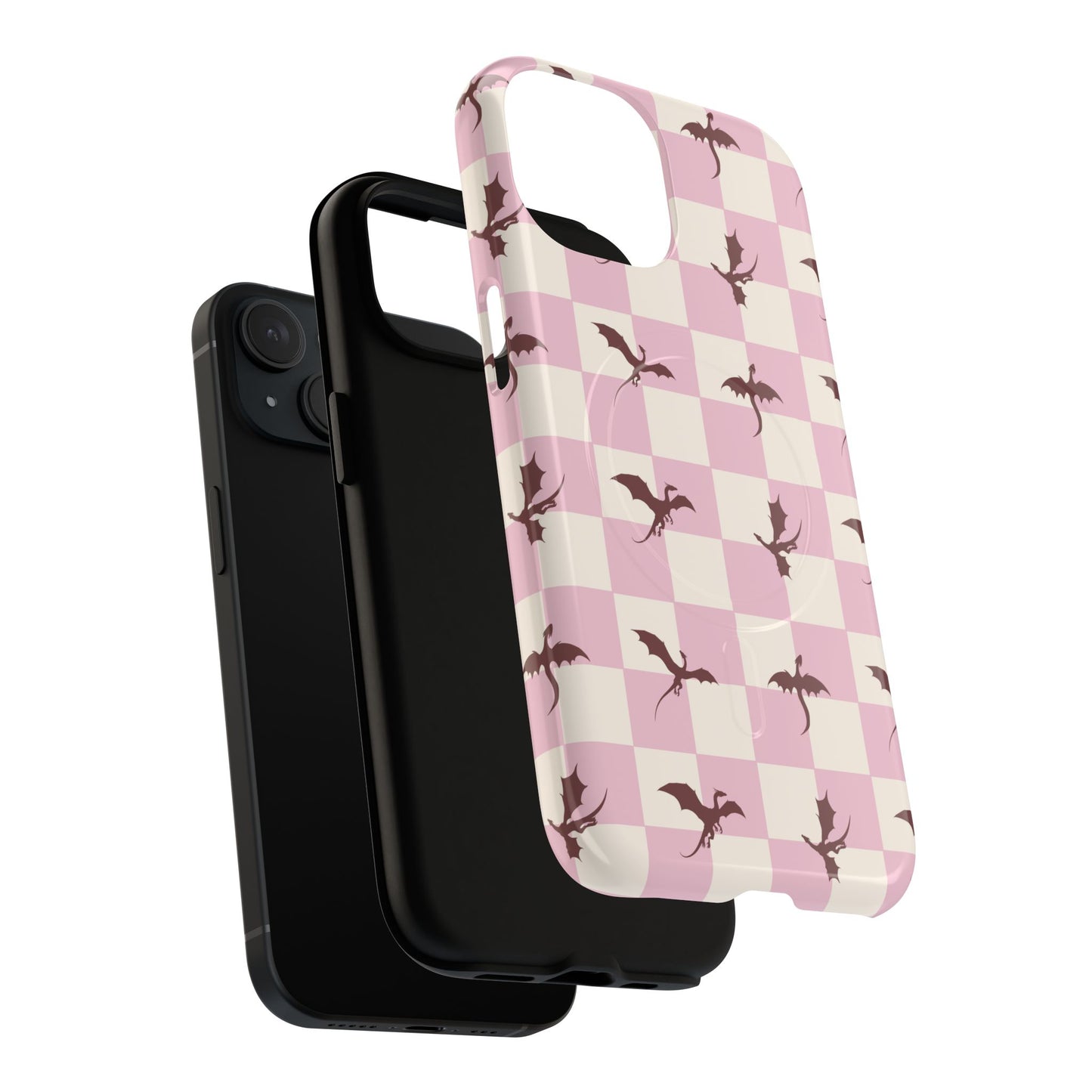 Dragon Check Phone Case — Pink