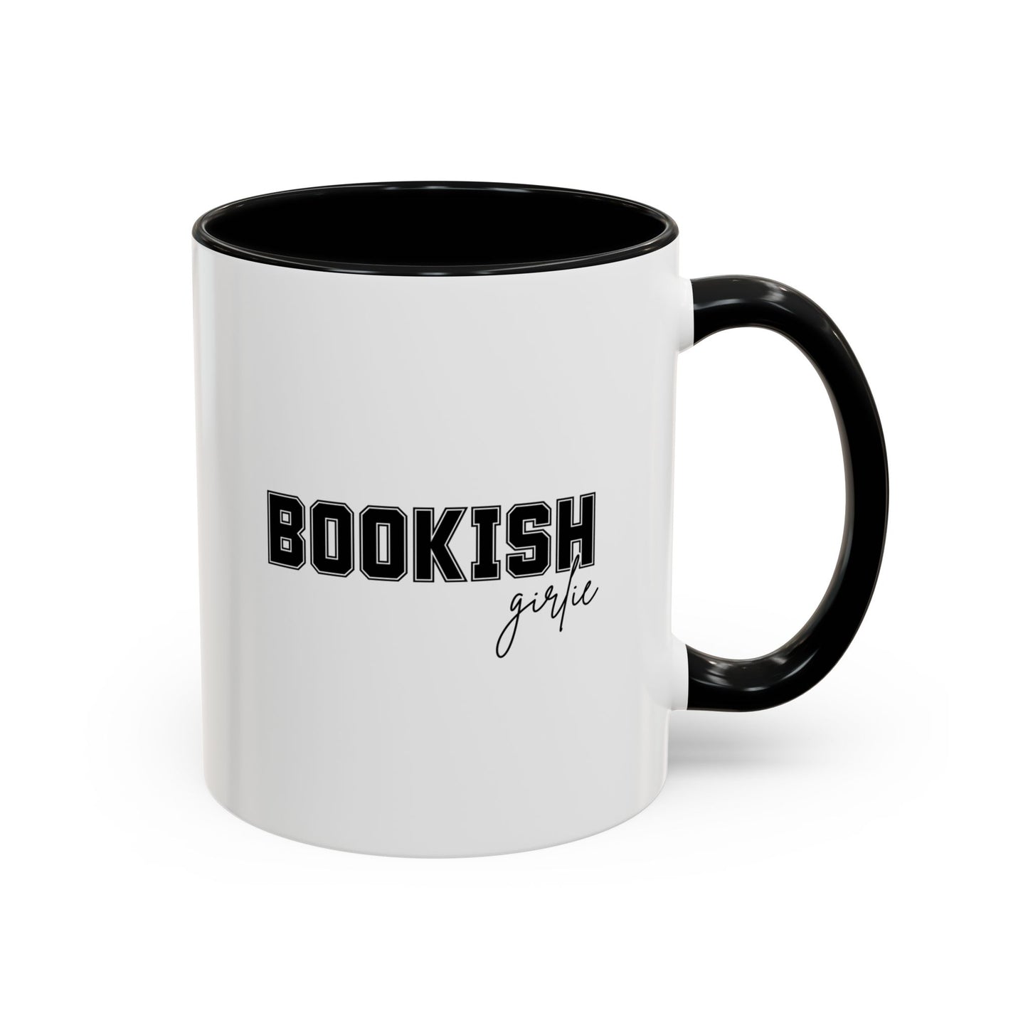 Bookish Girlie Black Coffee Cup, Accent Mugs for Readers, Perfect Gift for Book Lovers, Cozy Home Decor, Literary Gift Idea