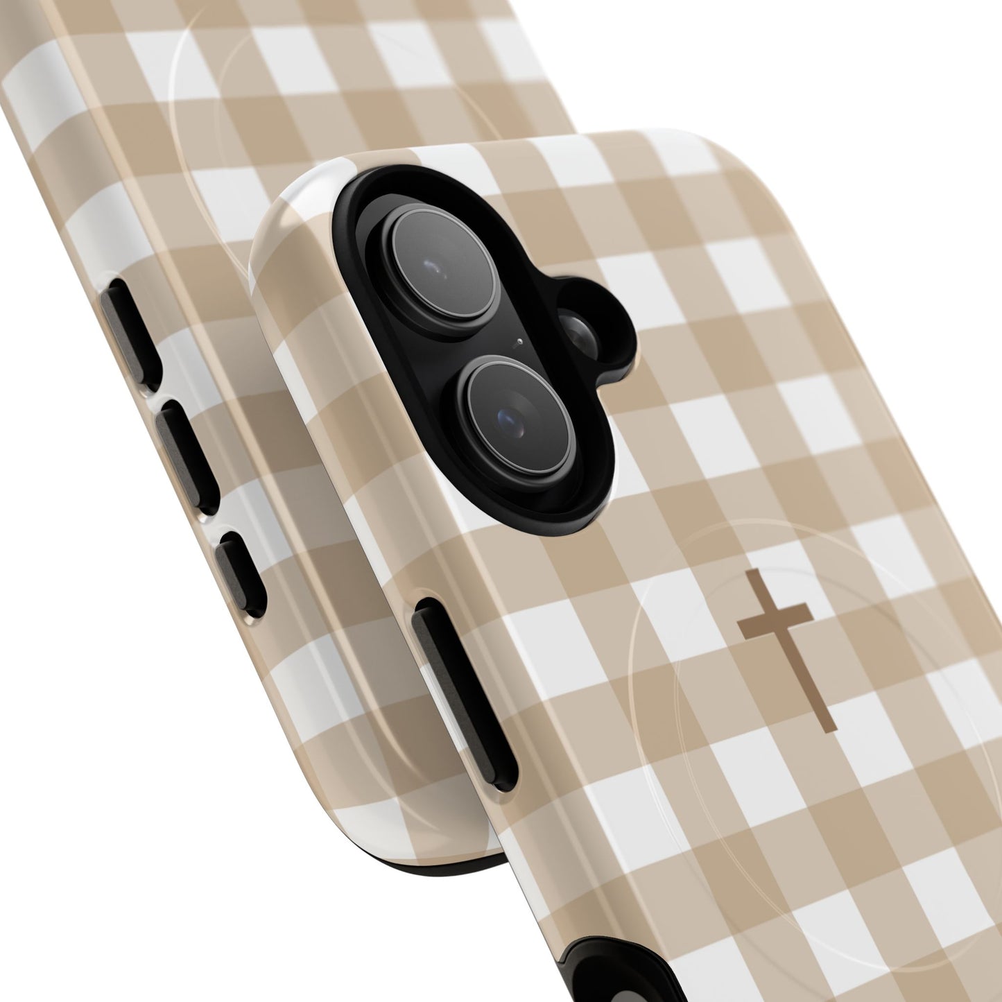 Beige Gingham Cross - Phone Case