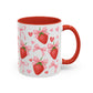 Strawberry Bow Coquette Accent Coffee Mug — 11/15oz Cute Café Aesthetic