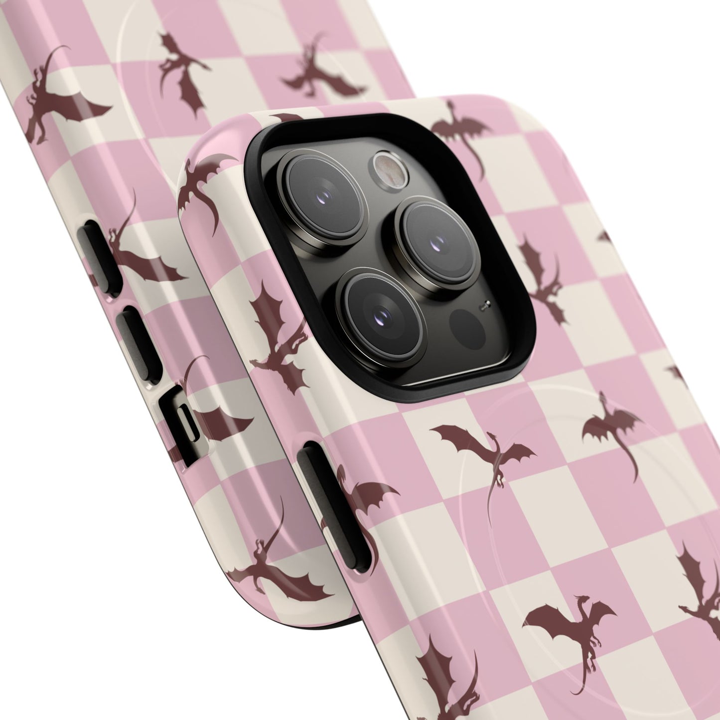 Dragon Check Phone Case — Pink