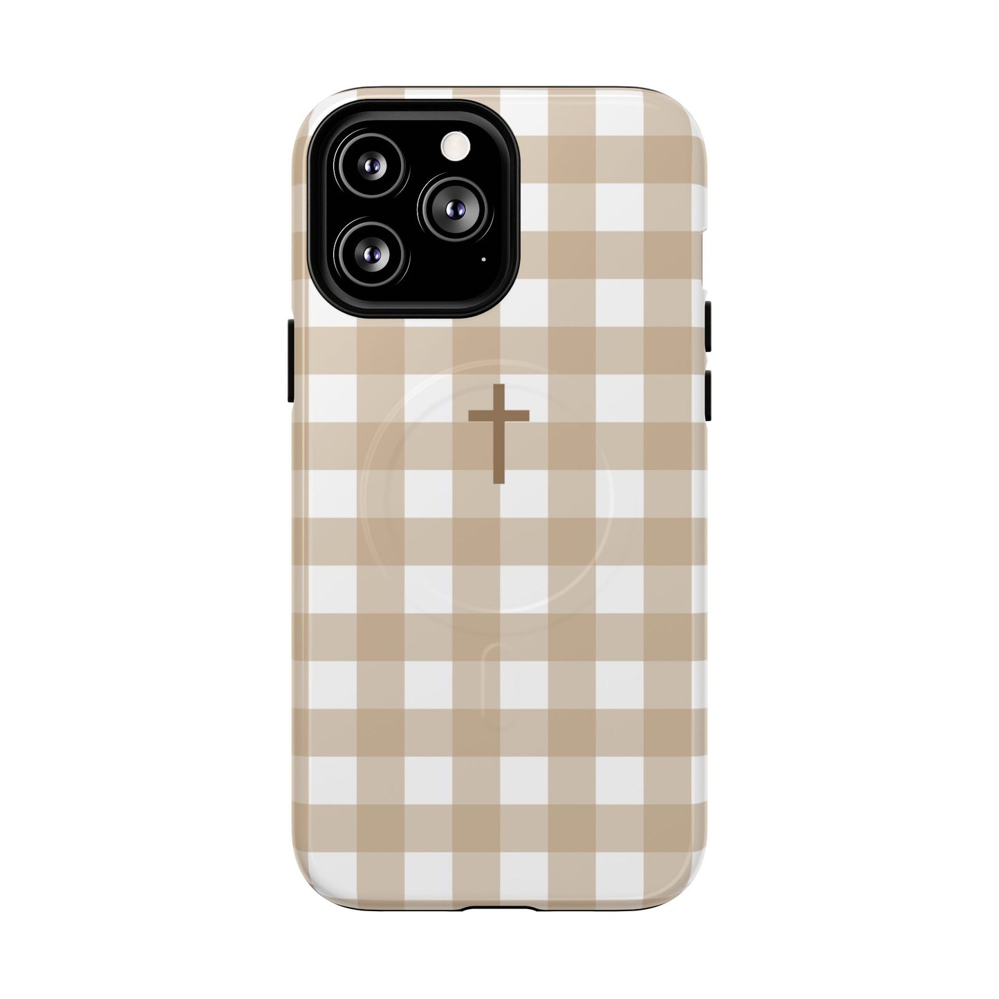 Beige Gingham Cross - Phone Case
