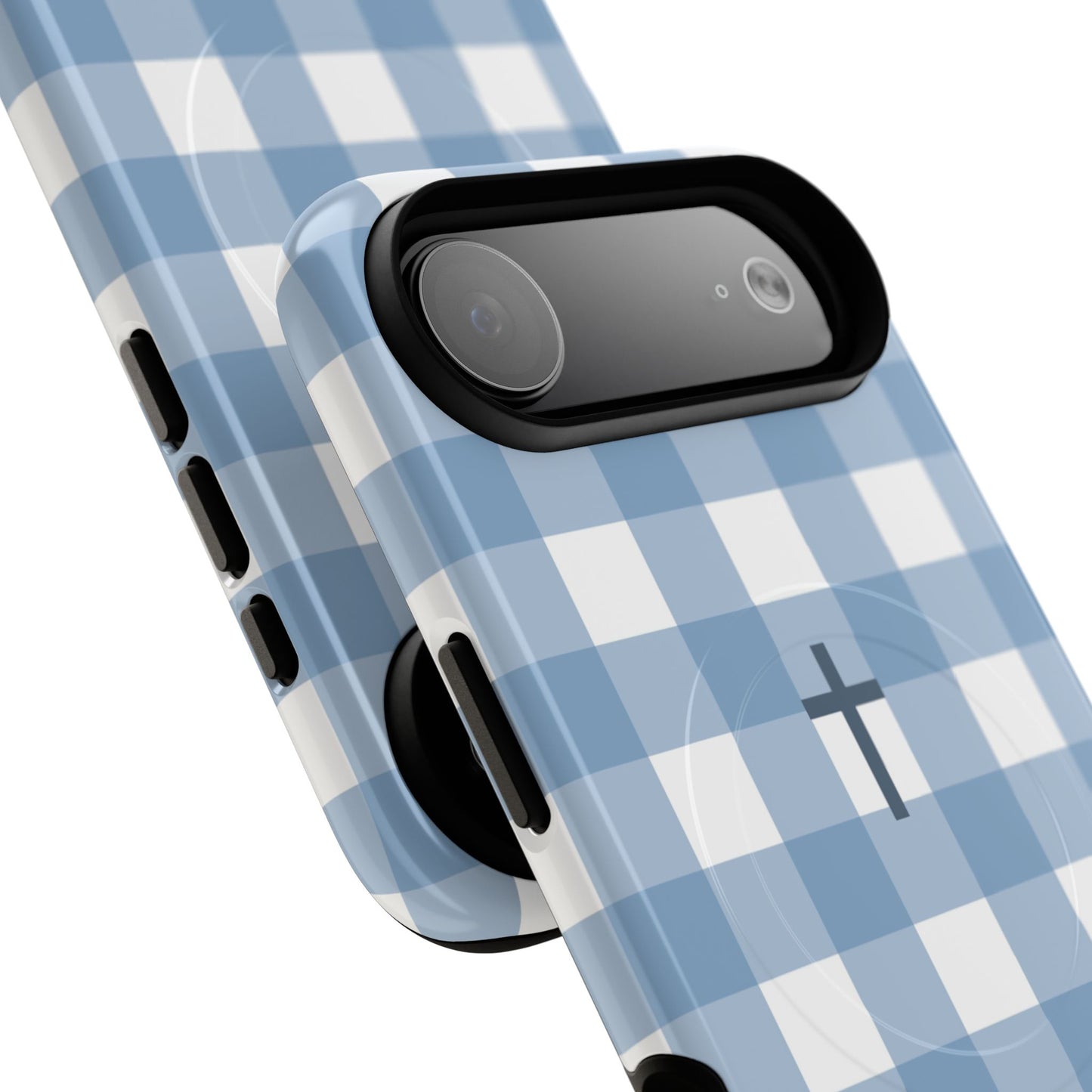 Blue Gingham Cross - Phone Case
