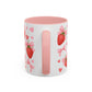 Strawberry Bow Coquette Accent Coffee Mug — 11/15oz Cute Café Aesthetic