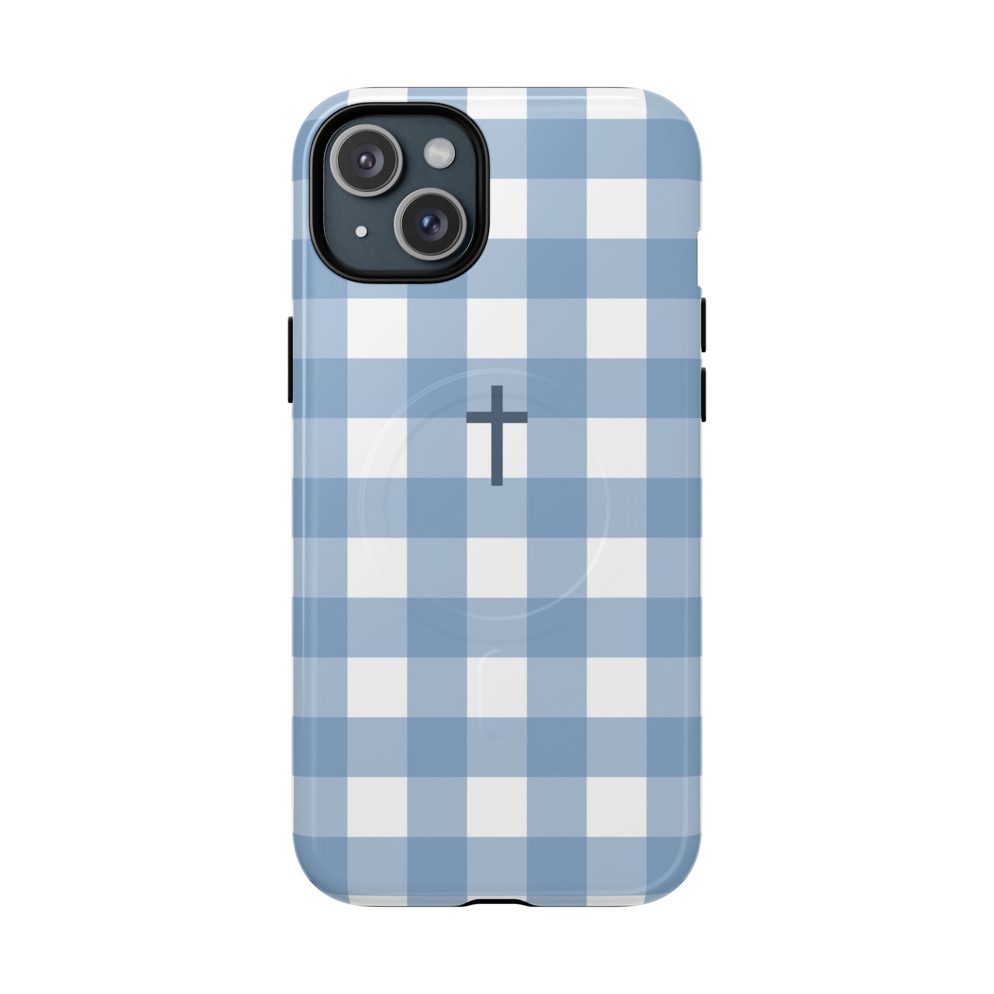 Blue Gingham Cross - Phone Case