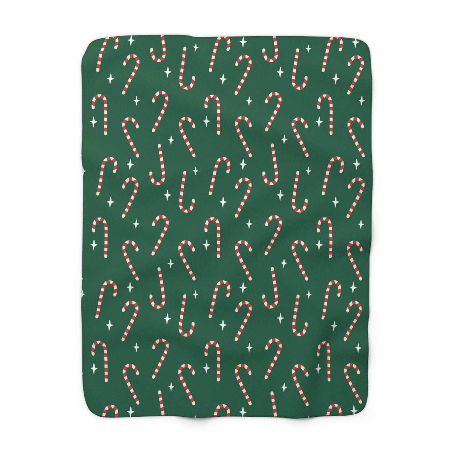 Green Candy Cane Sherpa Blanket