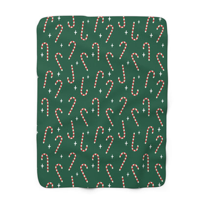 Green Candy Cane Sherpa Blanket