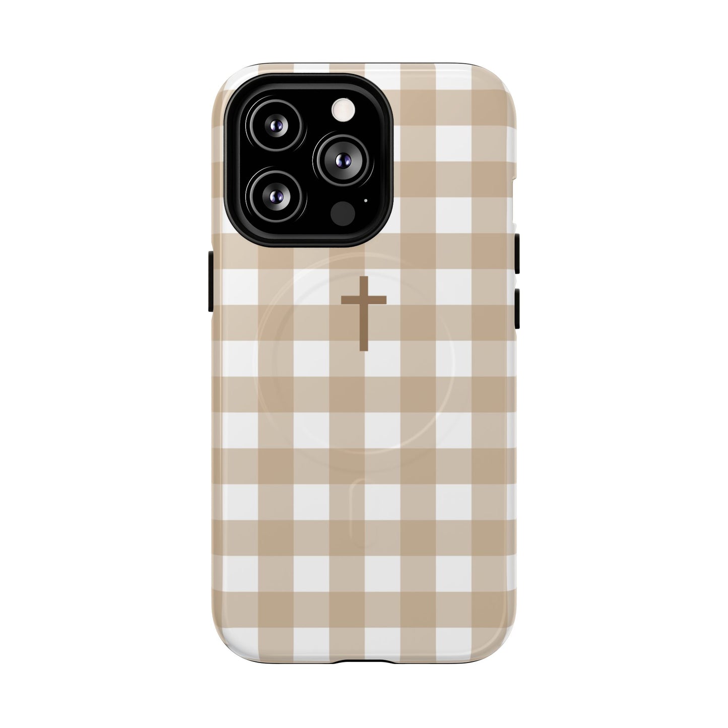 Beige Gingham Cross - Phone Case