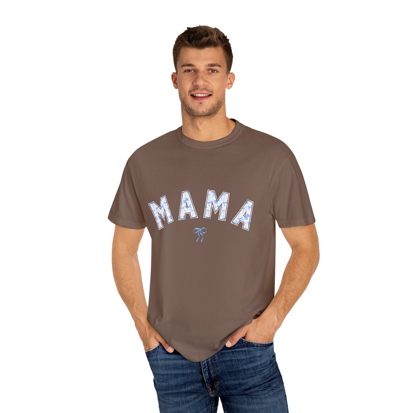Blue Bow Coquette MAMA - Comfort Colors Tee
