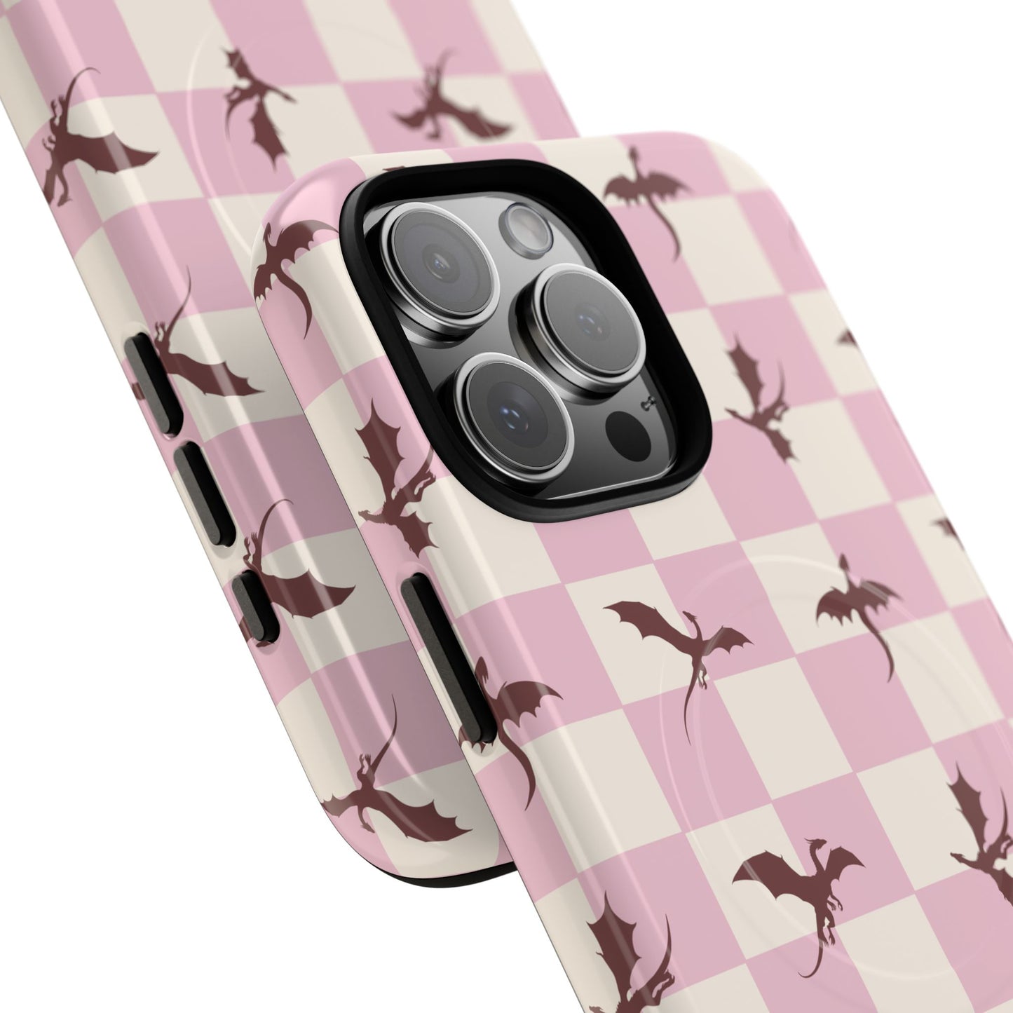 Dragon Check Phone Case — Pink
