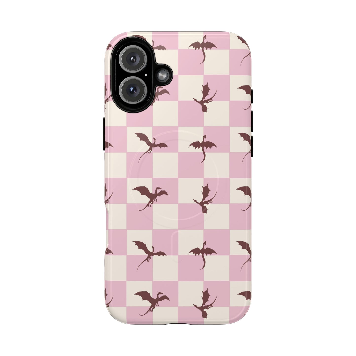 Dragon Check Phone Case — Pink