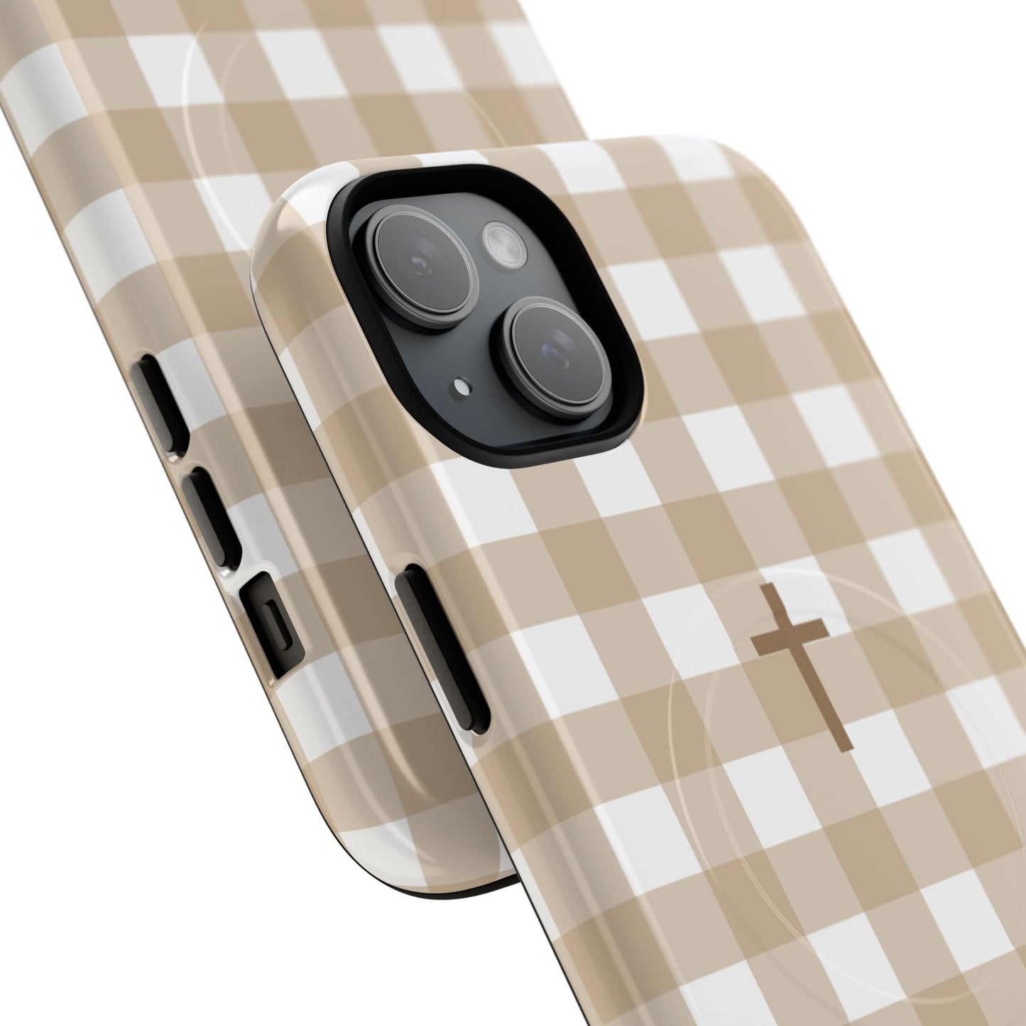 Beige Gingham Cross - Phone Case