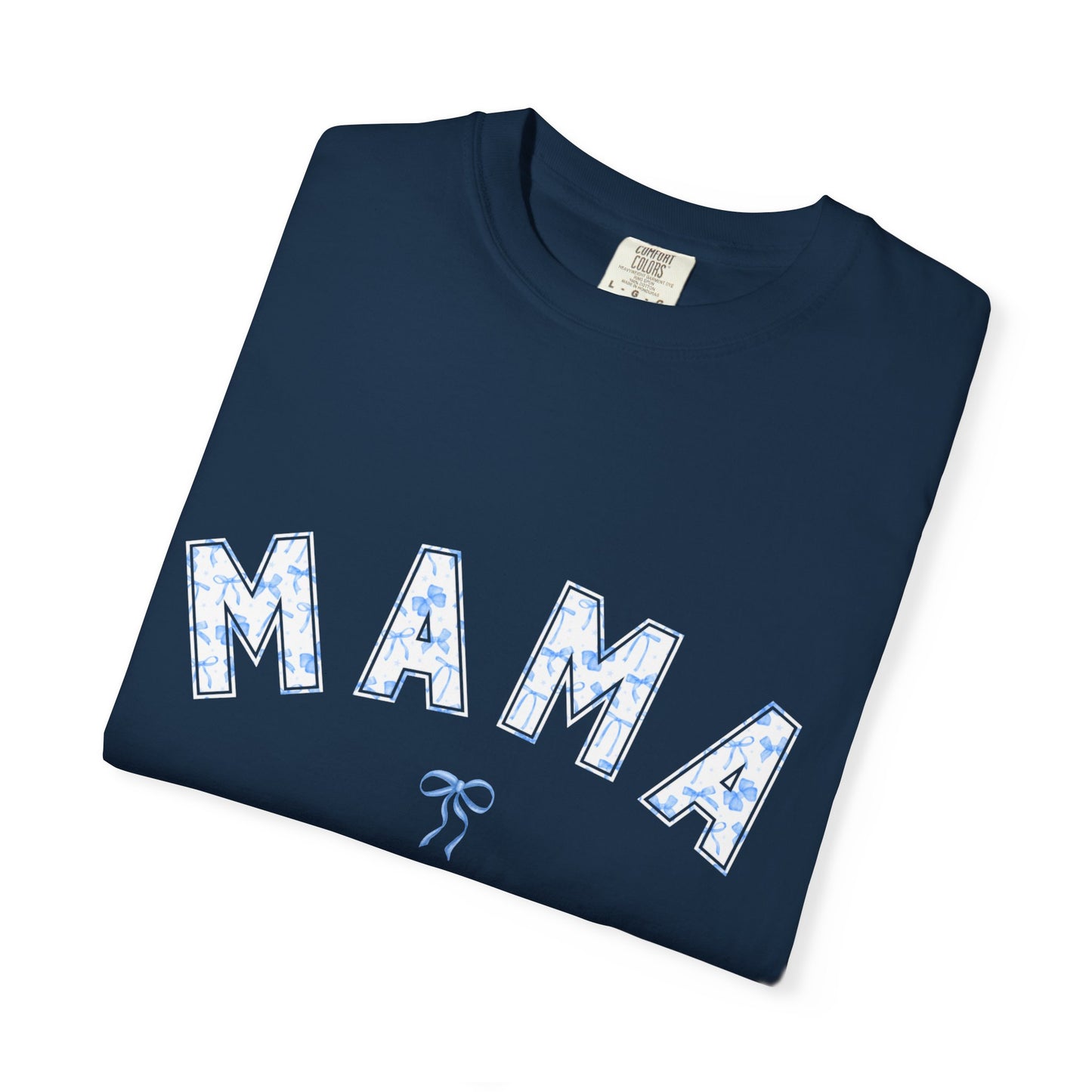 Blue Bow Coquette MAMA - Comfort Colors Tee