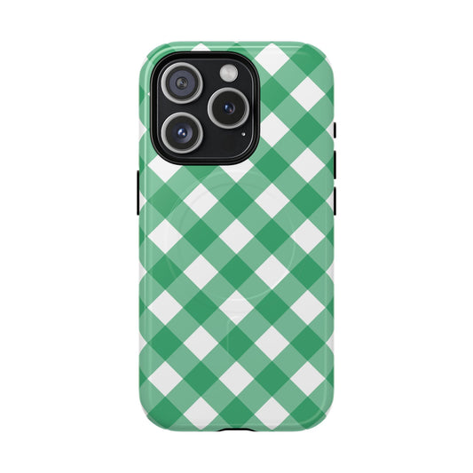 Green Gingham iPhone Case