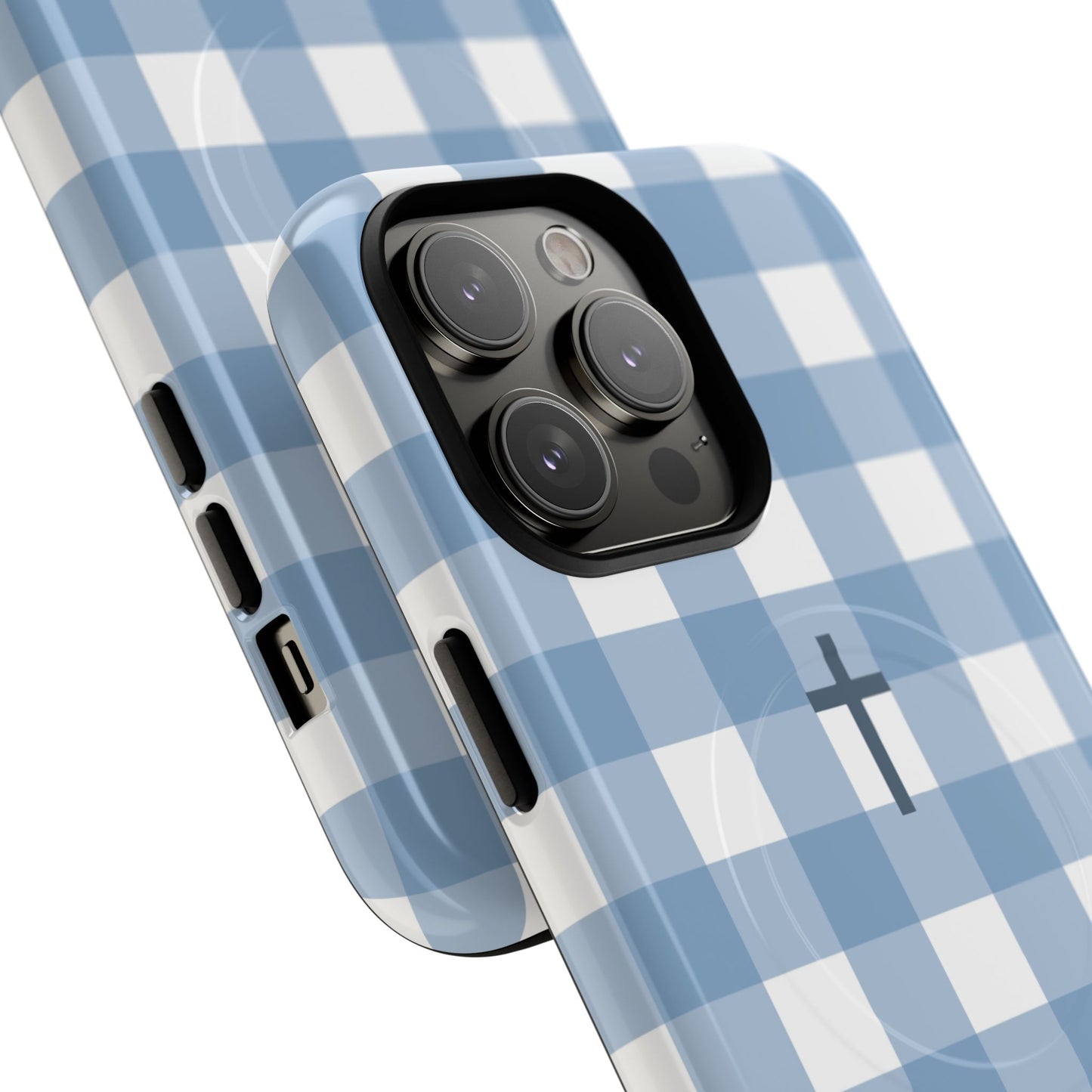 Blue Gingham Cross - Phone Case