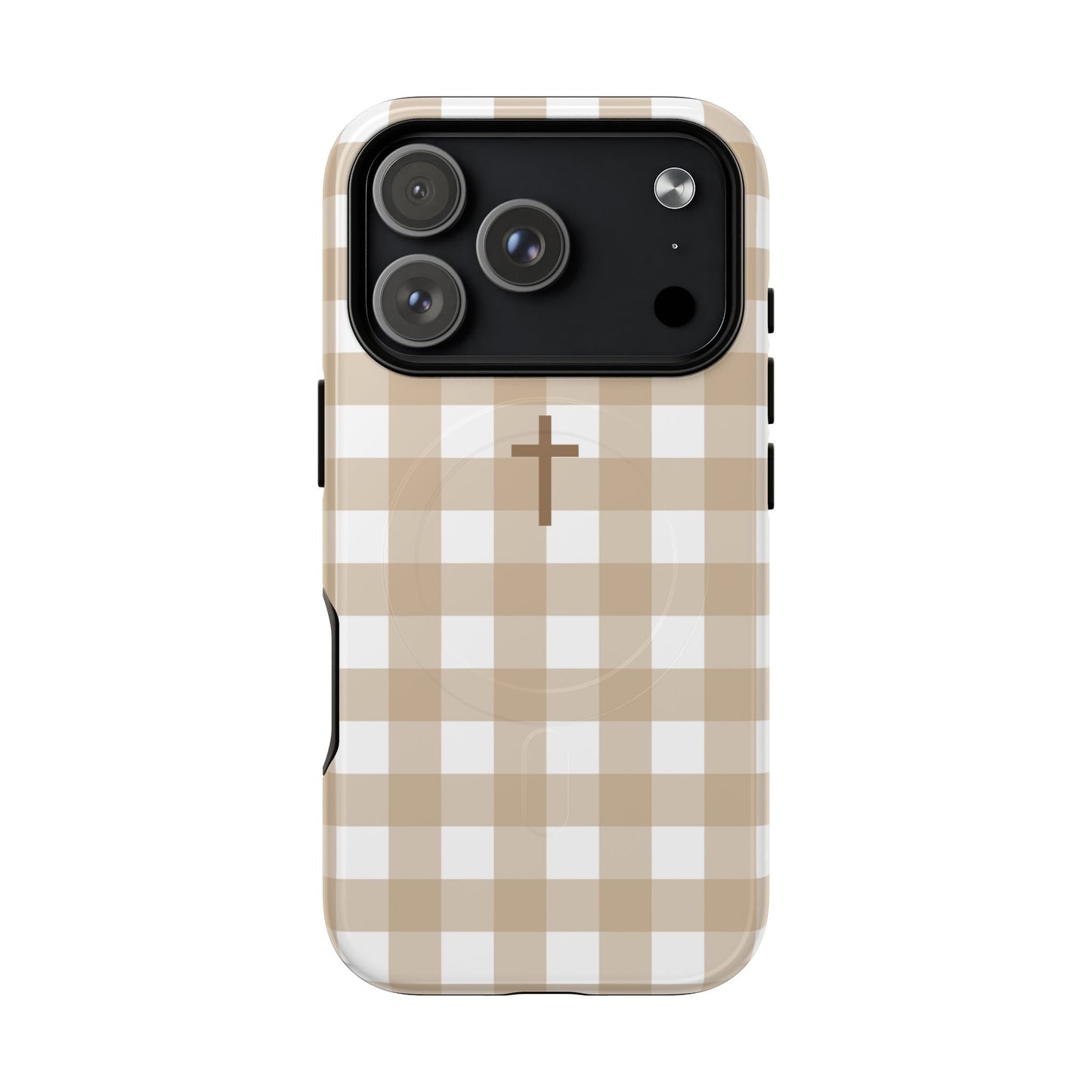 Beige Gingham Cross - Phone Case