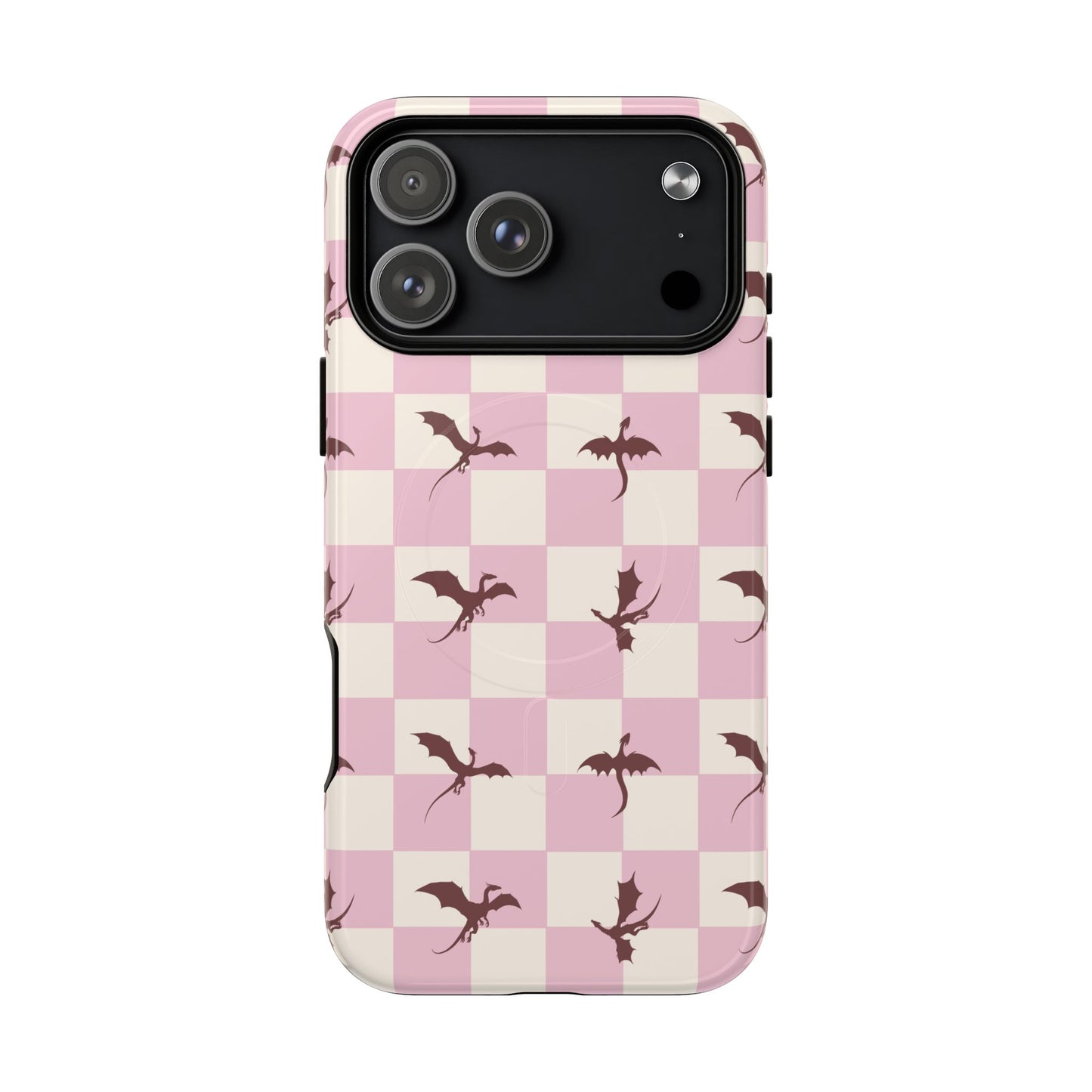 Dragon Check Phone Case — Pink