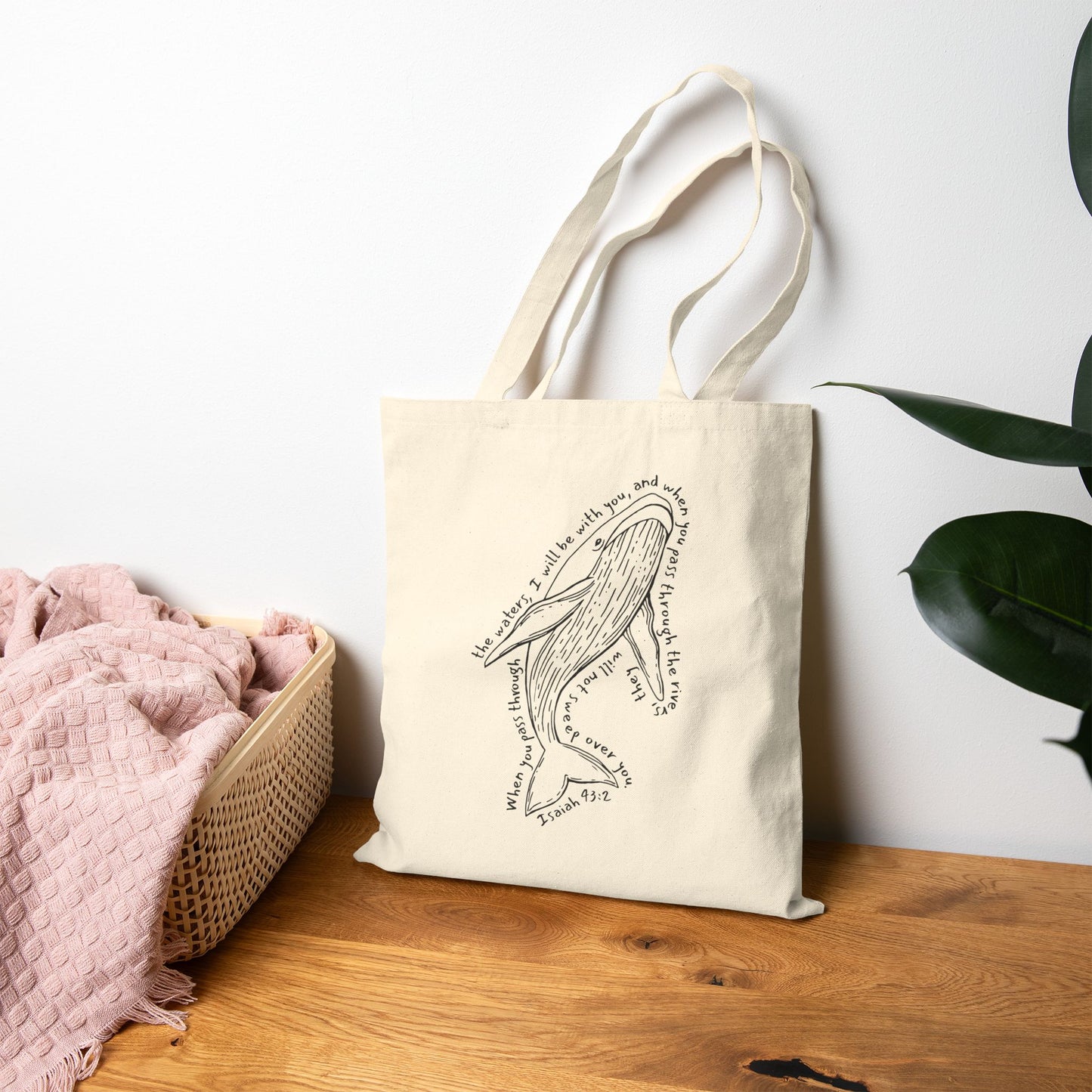 “He Will Be With You” Whale Tote