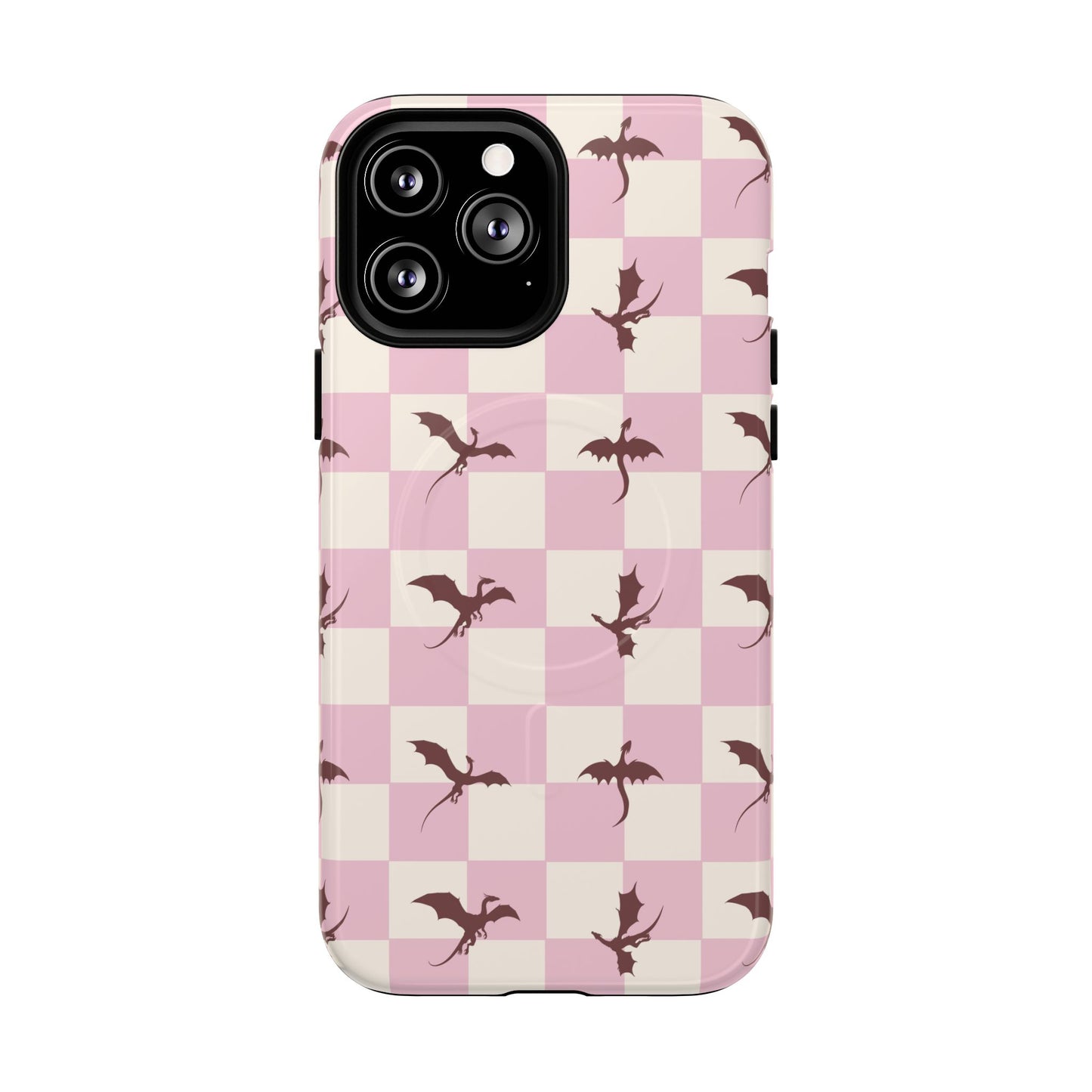 Dragon Check Phone Case — Pink