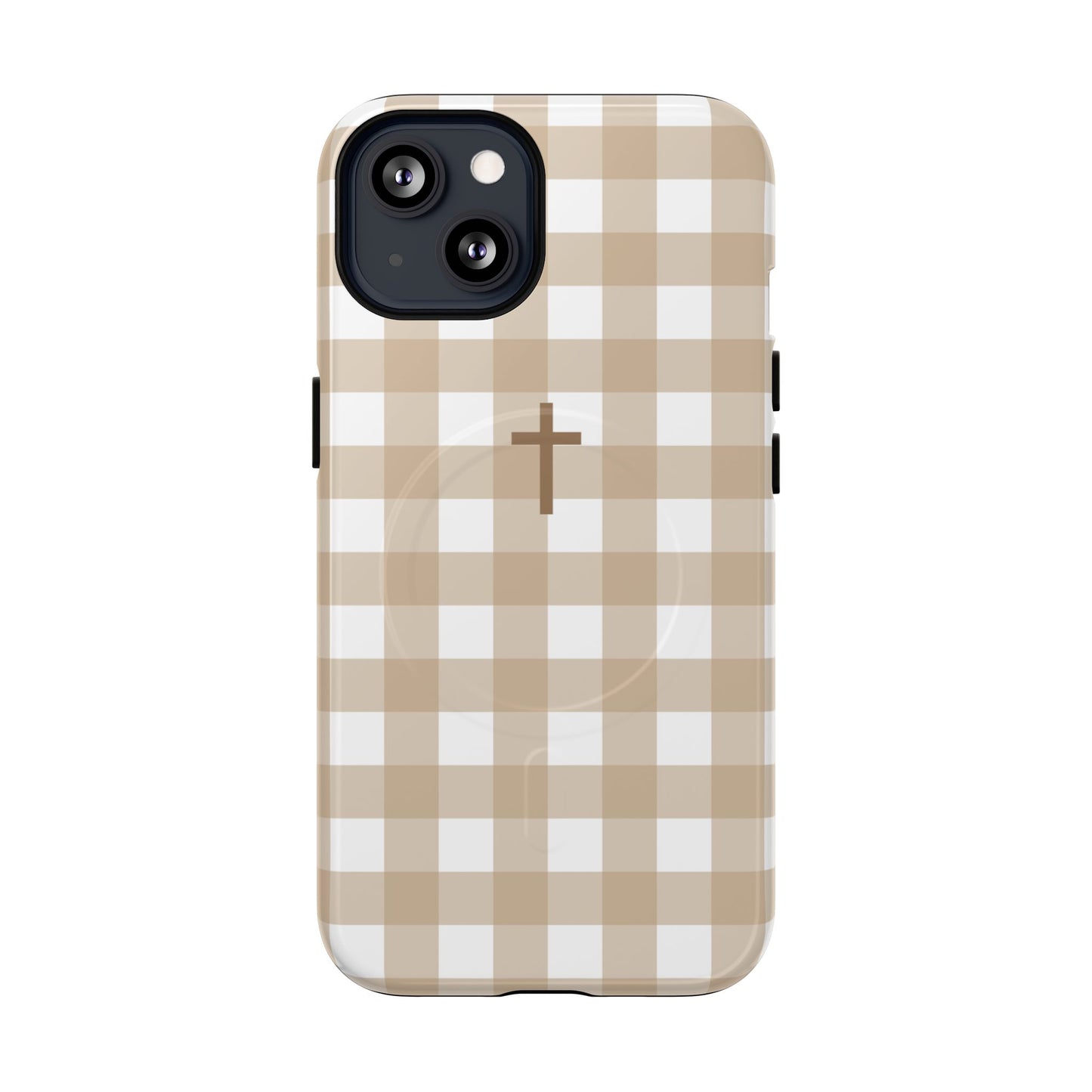Beige Gingham Cross - Phone Case