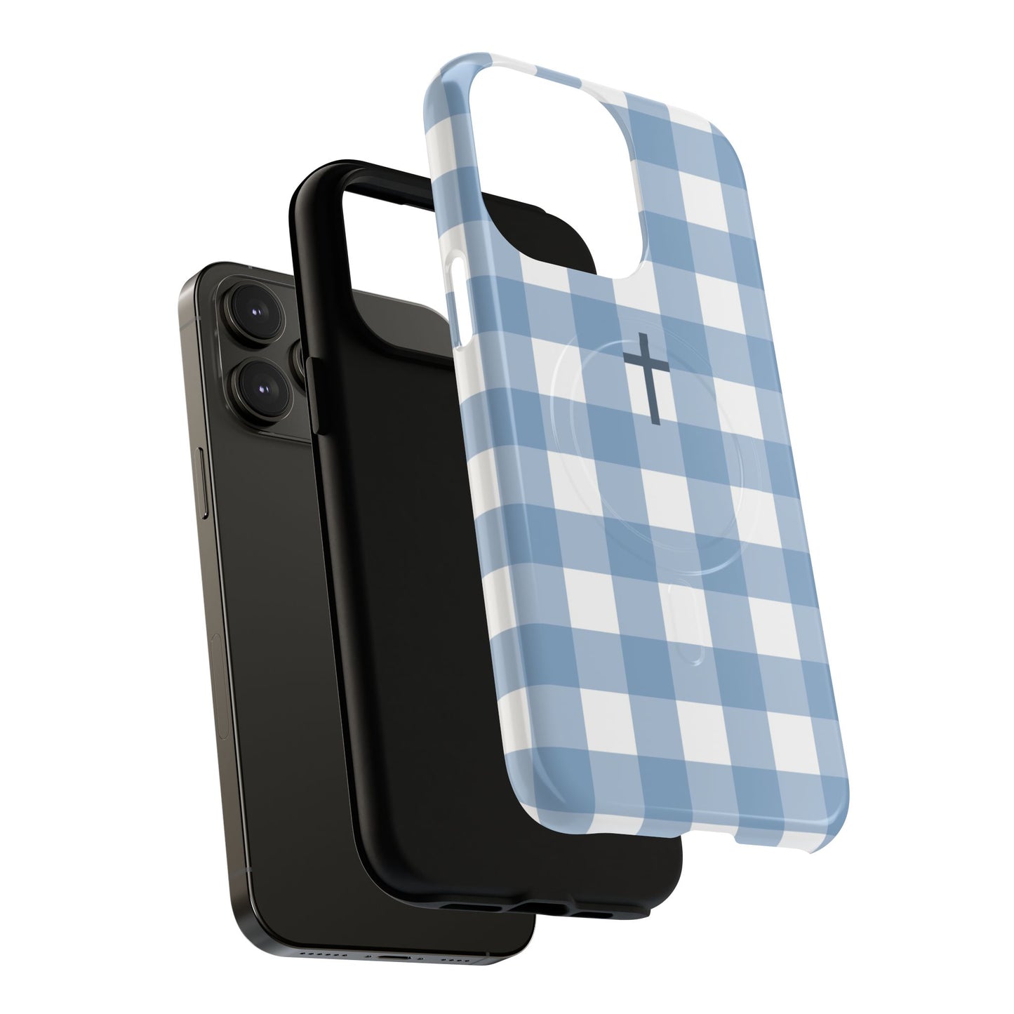 Blue Gingham Cross - Phone Case
