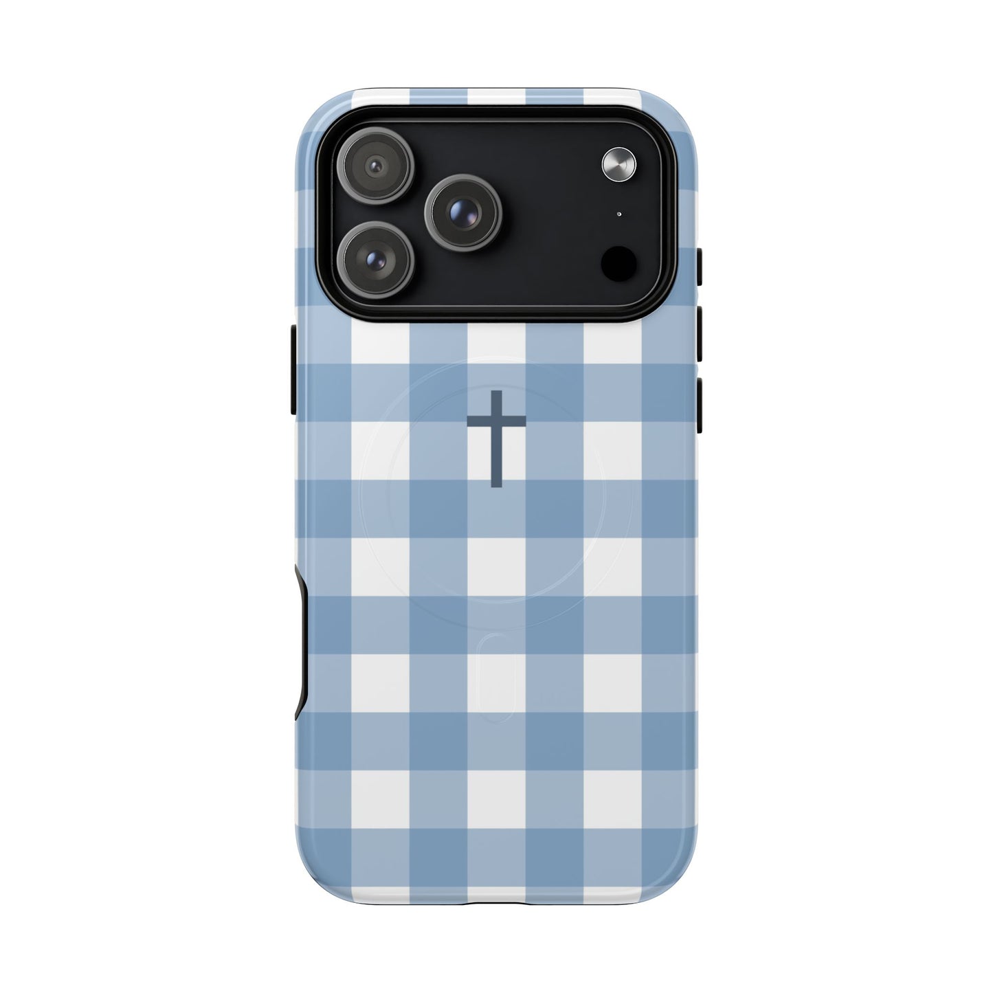 Blue Gingham Cross - Phone Case
