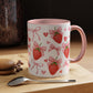 Strawberry Bow Coquette Accent Coffee Mug — 11/15oz Cute Café Aesthetic