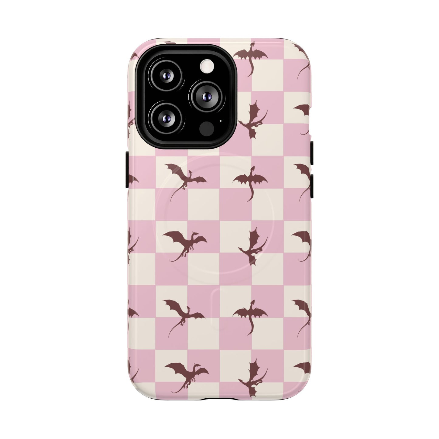 Dragon Check Phone Case — Pink
