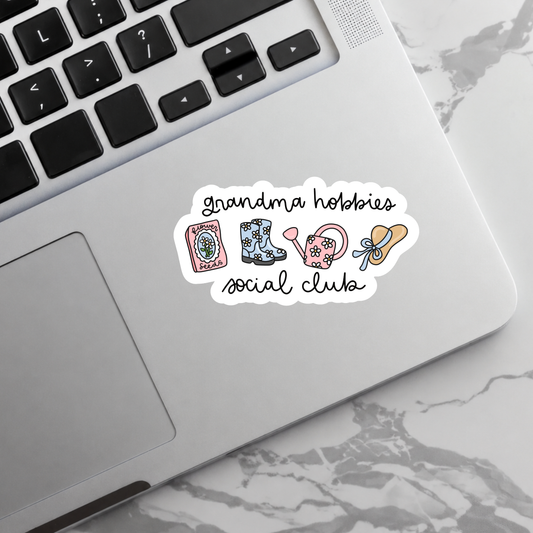 Grandma Hobbies Social Club - Sticker