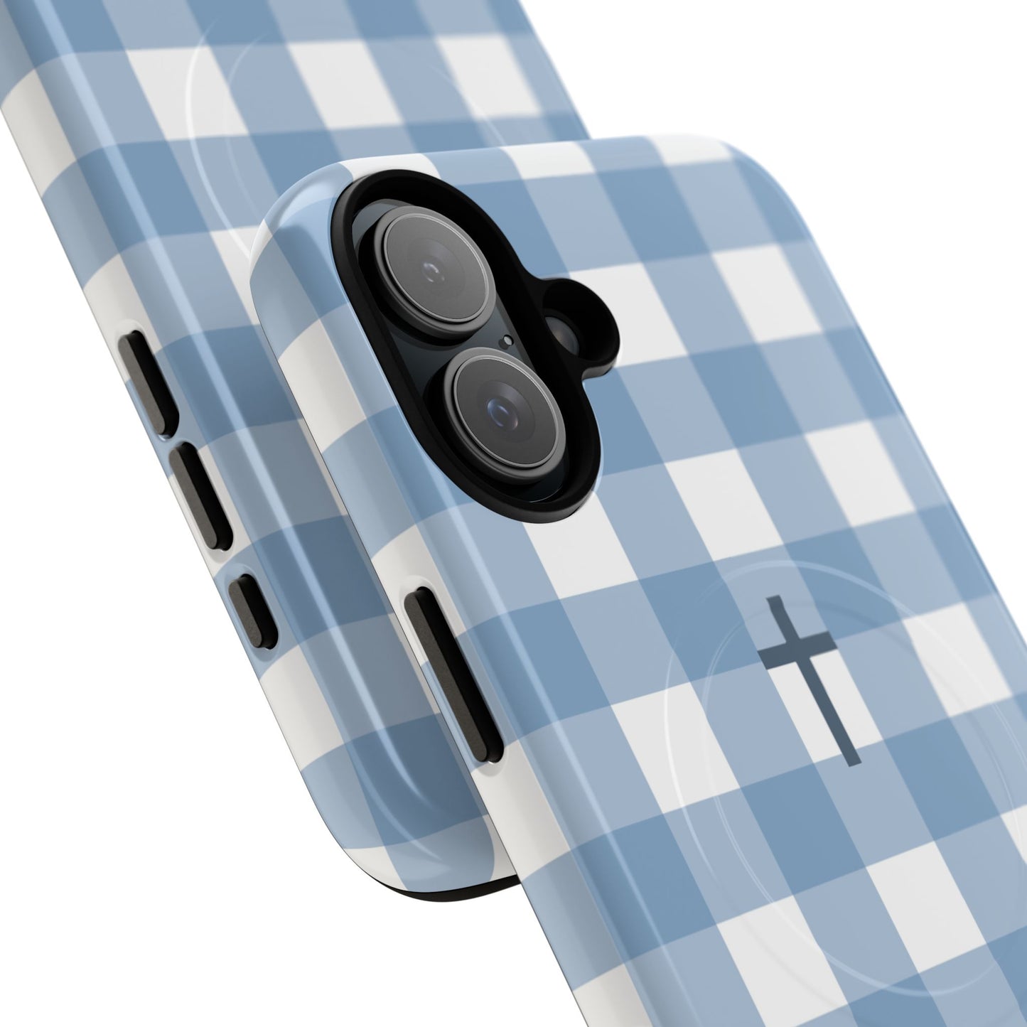 Blue Gingham Cross - Phone Case