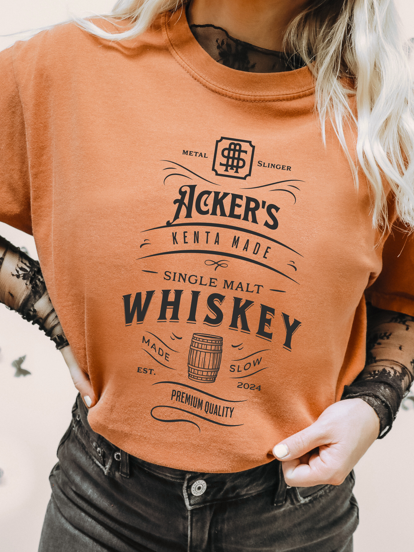 Acker's Whiskey - Comfort Colors® Tee, Officially Licensed Metal Slinger Shirt