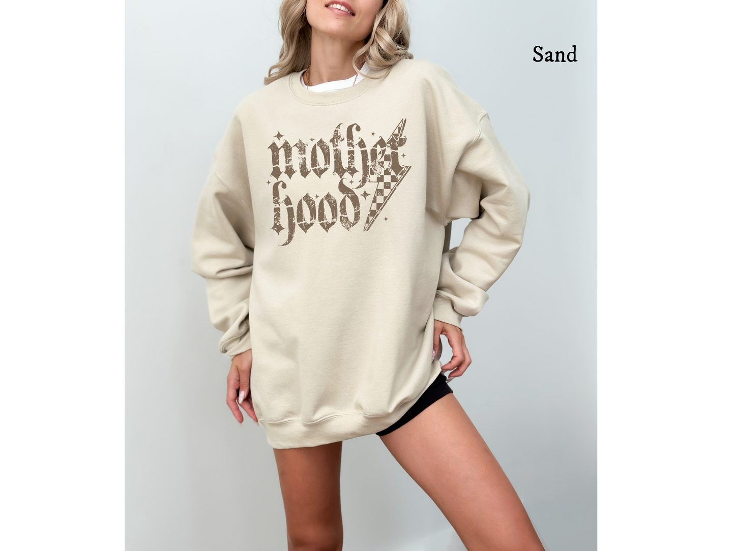 Motherhood Grunge Sweatshirt, Checkered Lightning Bolt, Gift for Moms, Edgy Pullover, Mom Life Jumper, Cool Graphic Sweater