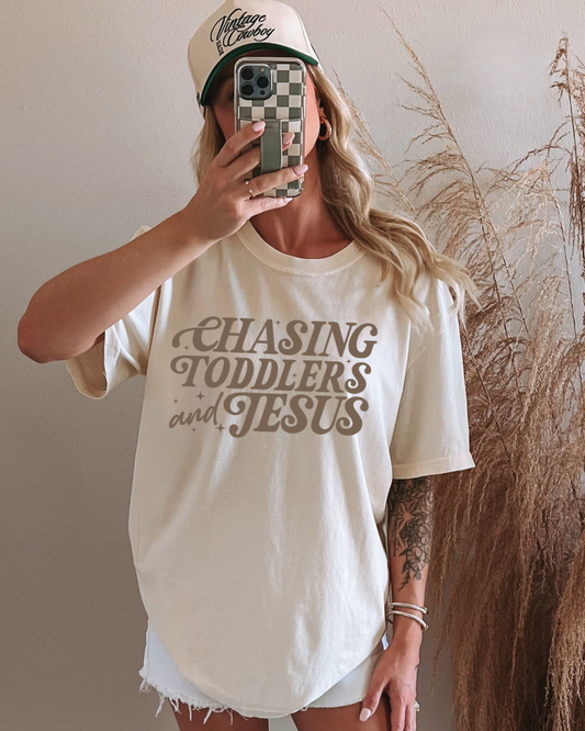 Chasing Toddlers and Jesus - Comfort Colors Tee