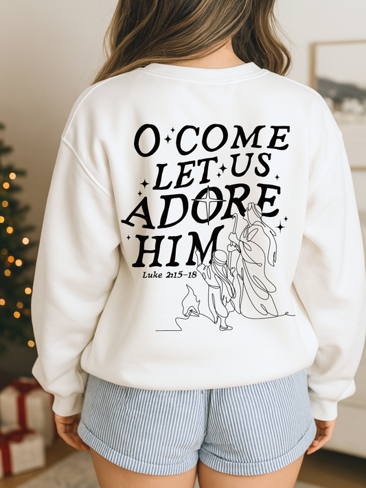 Adore Him - Christian Christmas Sweatshirt