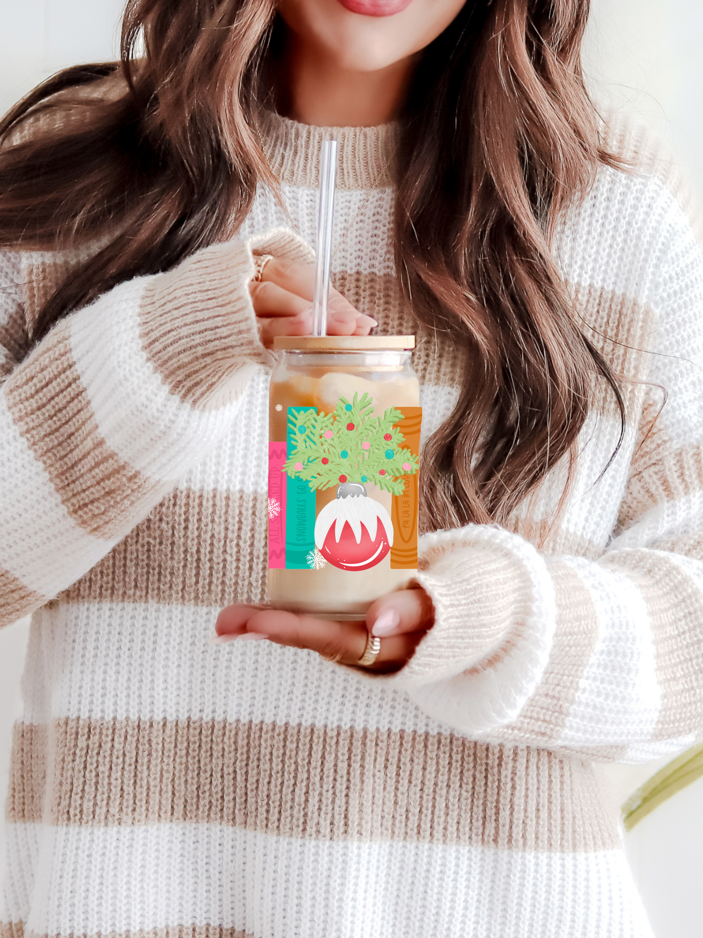 Christmas Bookstack - Glass Cup