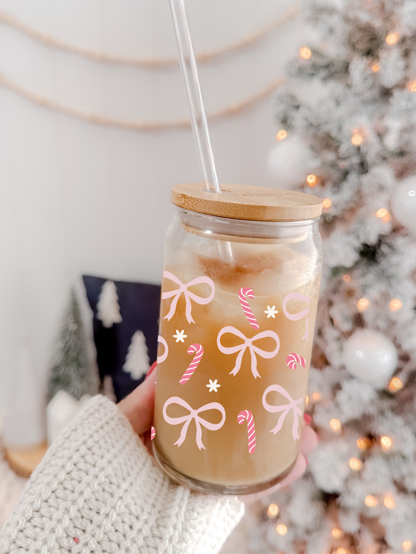 Candy Cane Coquette - Glass Cup