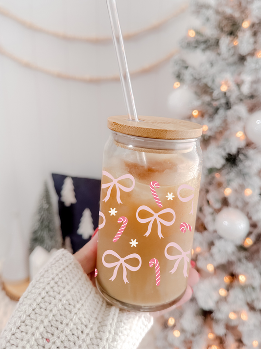 Candy Cane Coquette - Glass Cup